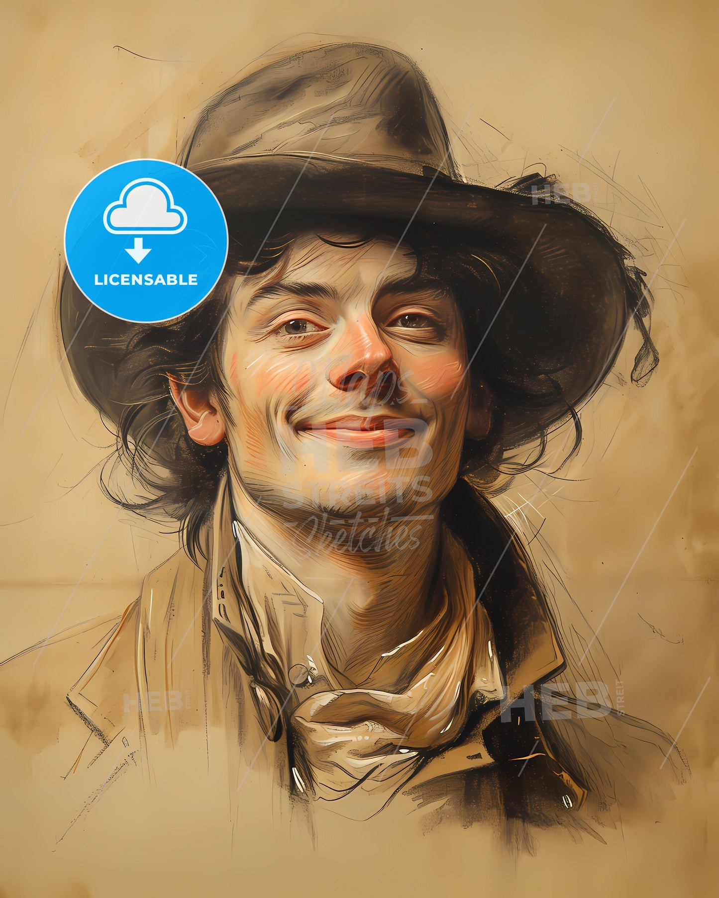 William, Hogarth, 1697 - 1764, a man wearing a hat