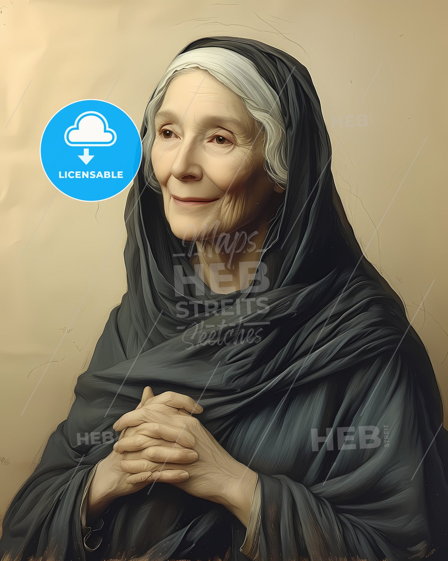 Hildegarde, of Bingen, c. 1098 - 1179, a woman in a black robe