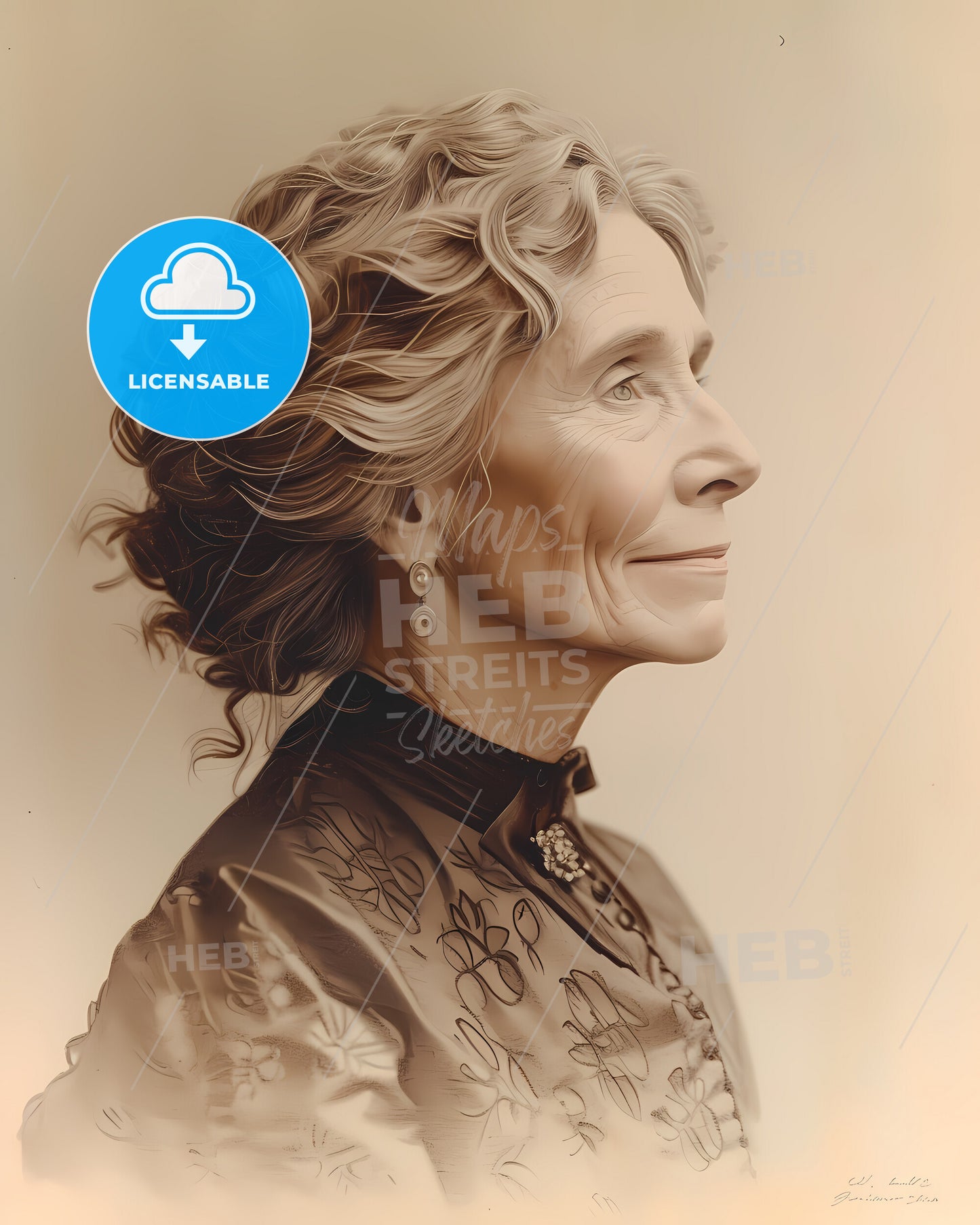 Susan, B. Anthony, 1820 - 1906, a woman with curly hair and a black shirt