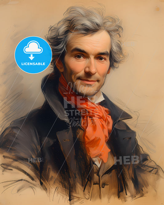 Johann Nepomuk, Hummel, 1778 - 1837, a man with a red scarf