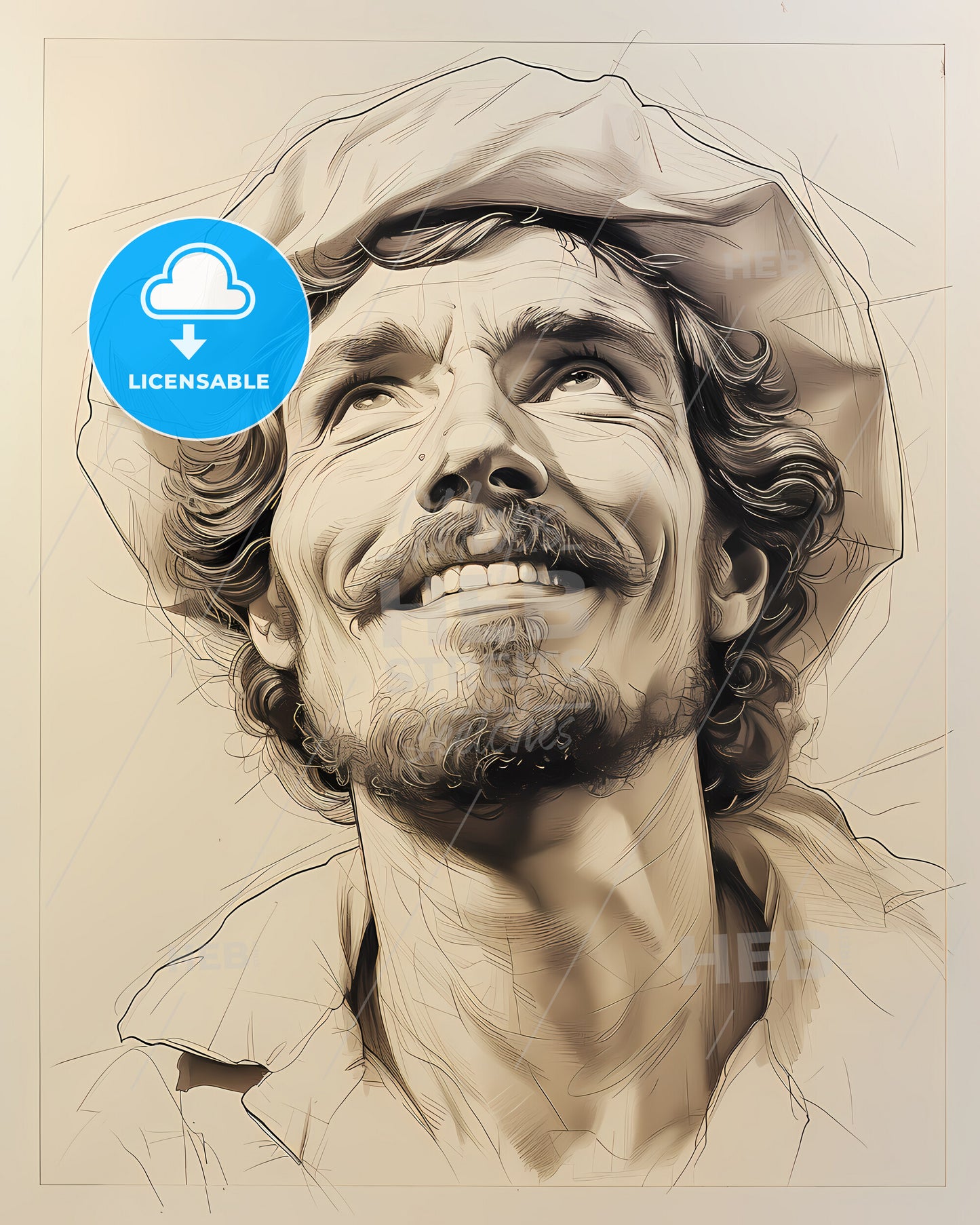 Francis, Quarles, 1592 - 1644, a drawing of a man smiling