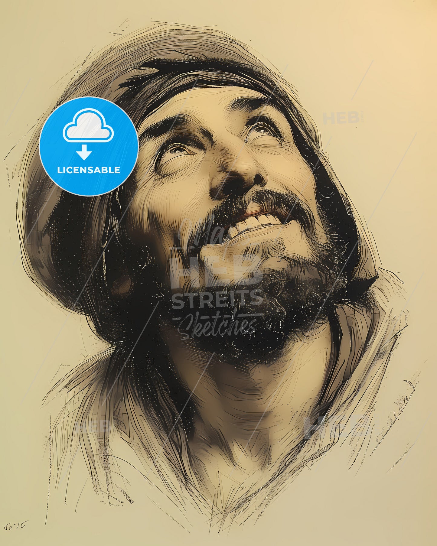 St. Francis, of Assisi, 1181 - 1226, a drawing of a man looking up