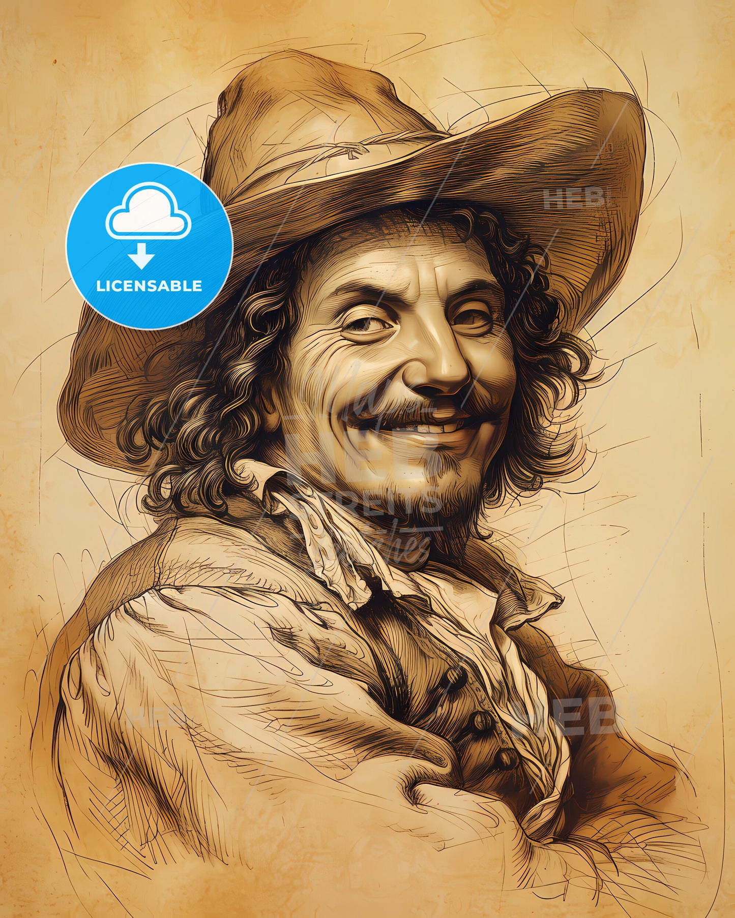 Jan Janszoon, Struys, c. 1629 - 1694, a man wearing a hat