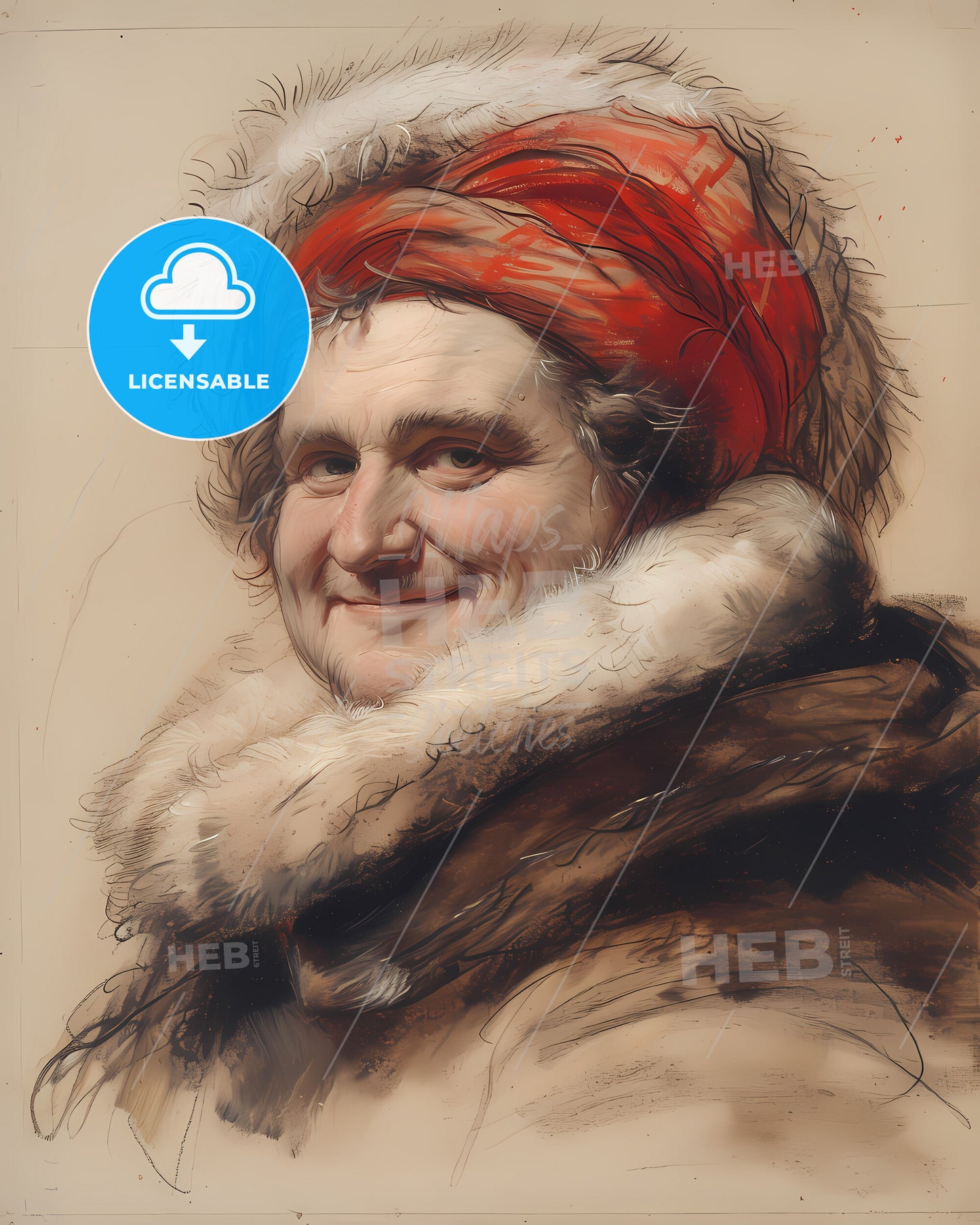 Peter Paul, Rubens, 1577 - 1640, a painting of a man wearing a red head scarf and fur coat