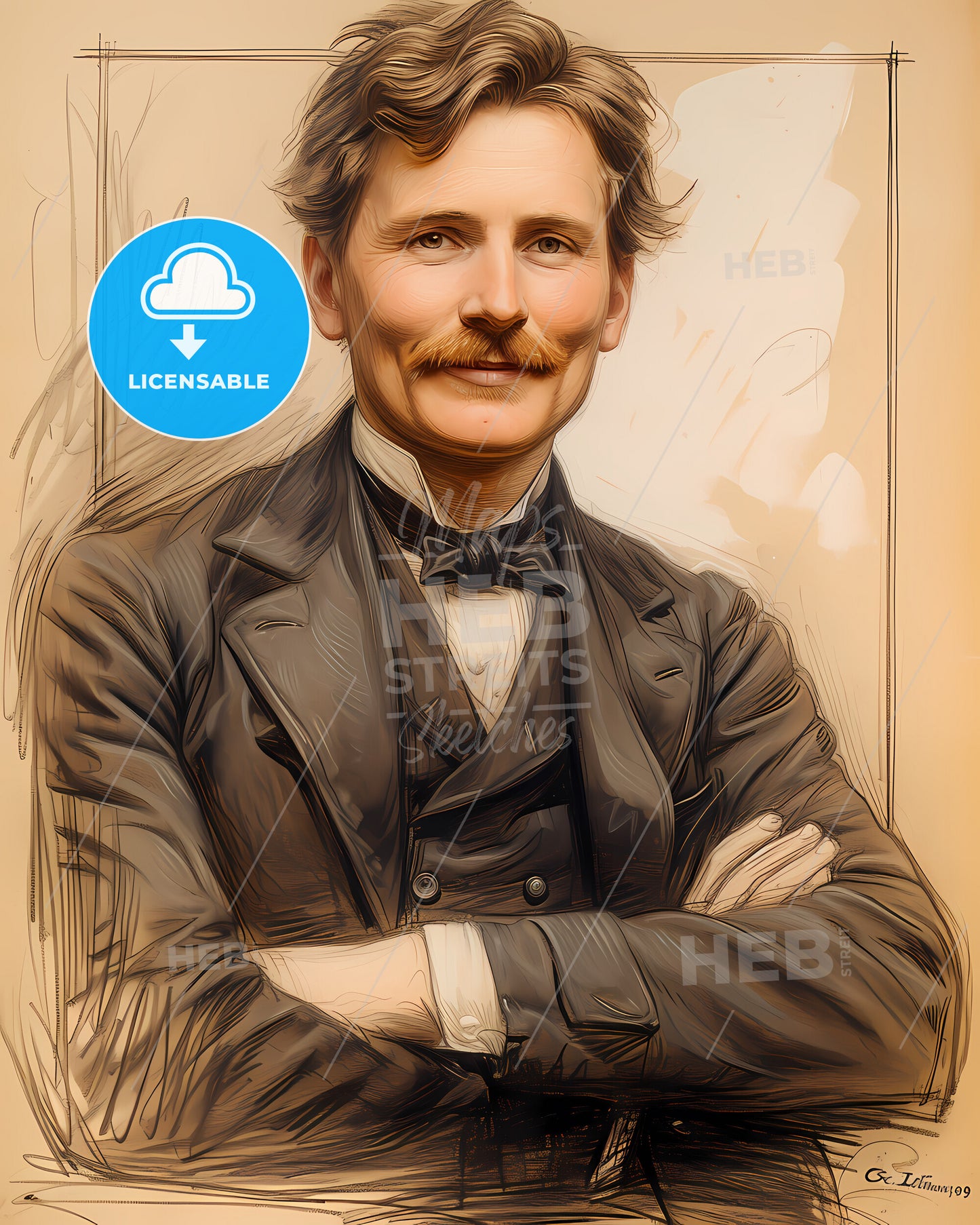 Henry Morton, Stanley, 1841 - 1904, a man with mustache and bow tie