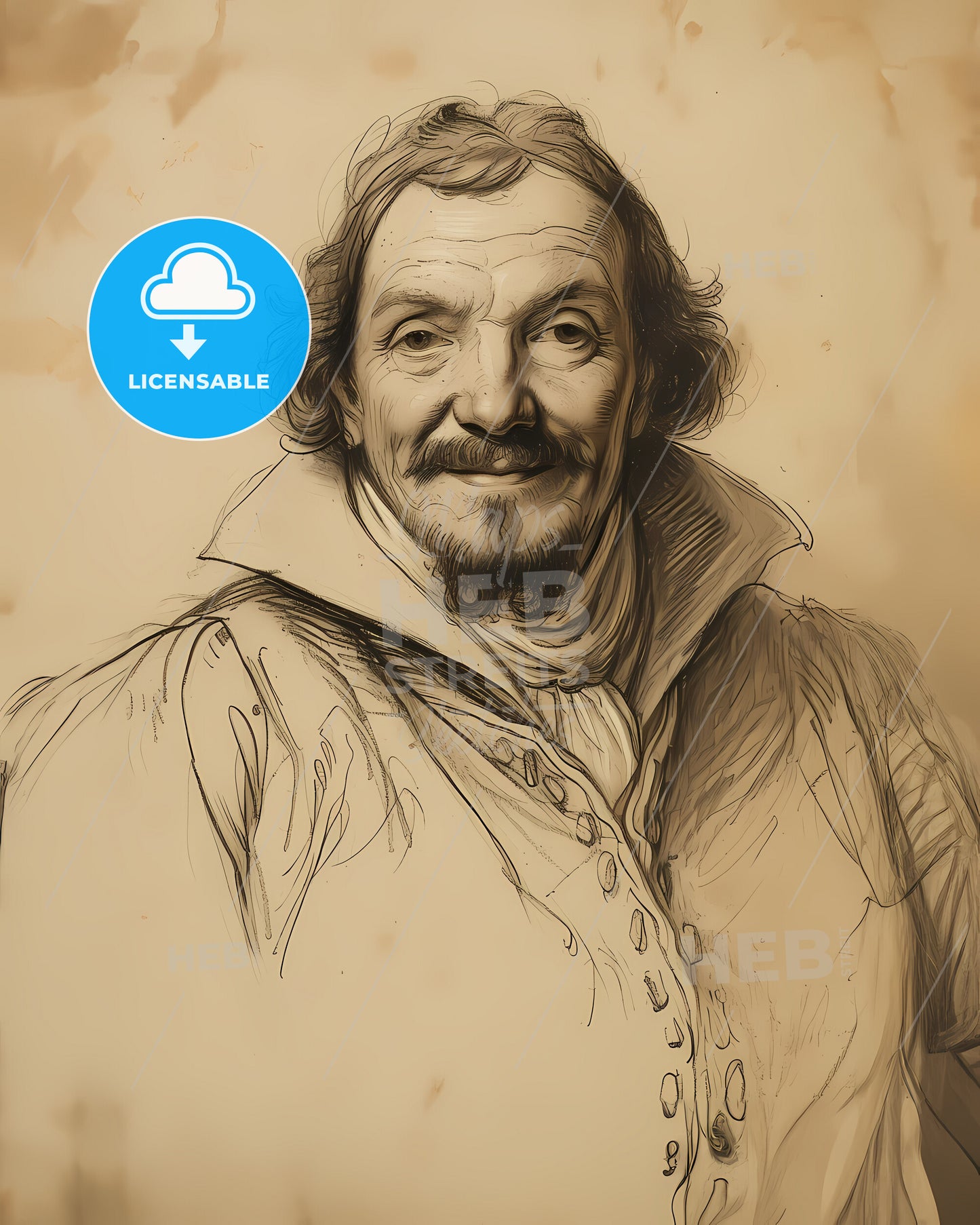 Thomas, Browne, 1605 - 1682, a drawing of a man