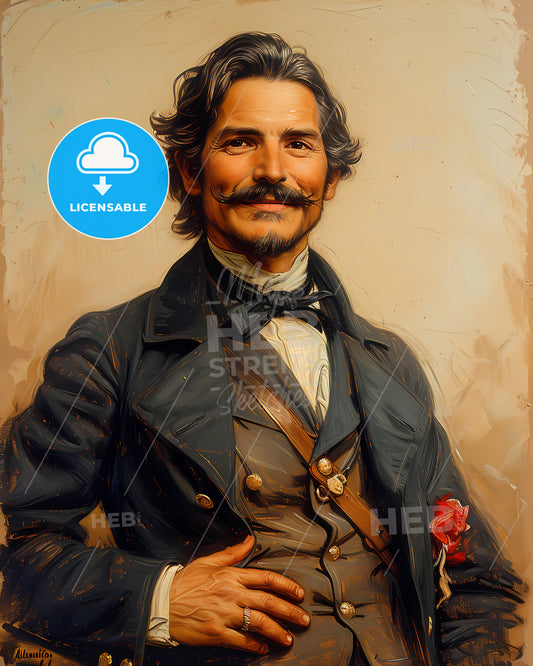 Juan Bautista, Alvarado, 1809 - 1882, a man with a mustache and a suit
