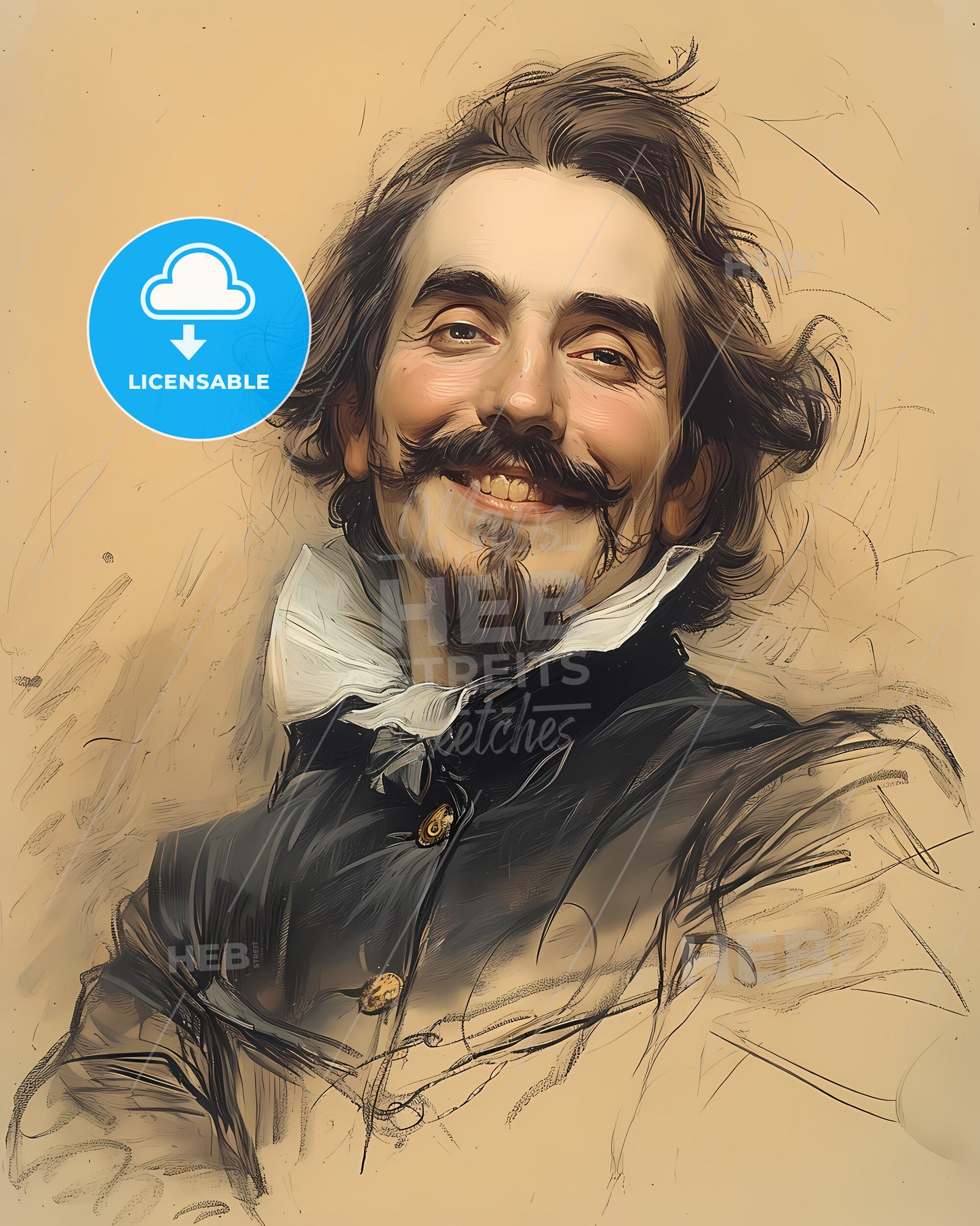 Jean-Baptiste Poquelin, Molière, 1622 - 1673, a man with a mustache and beard