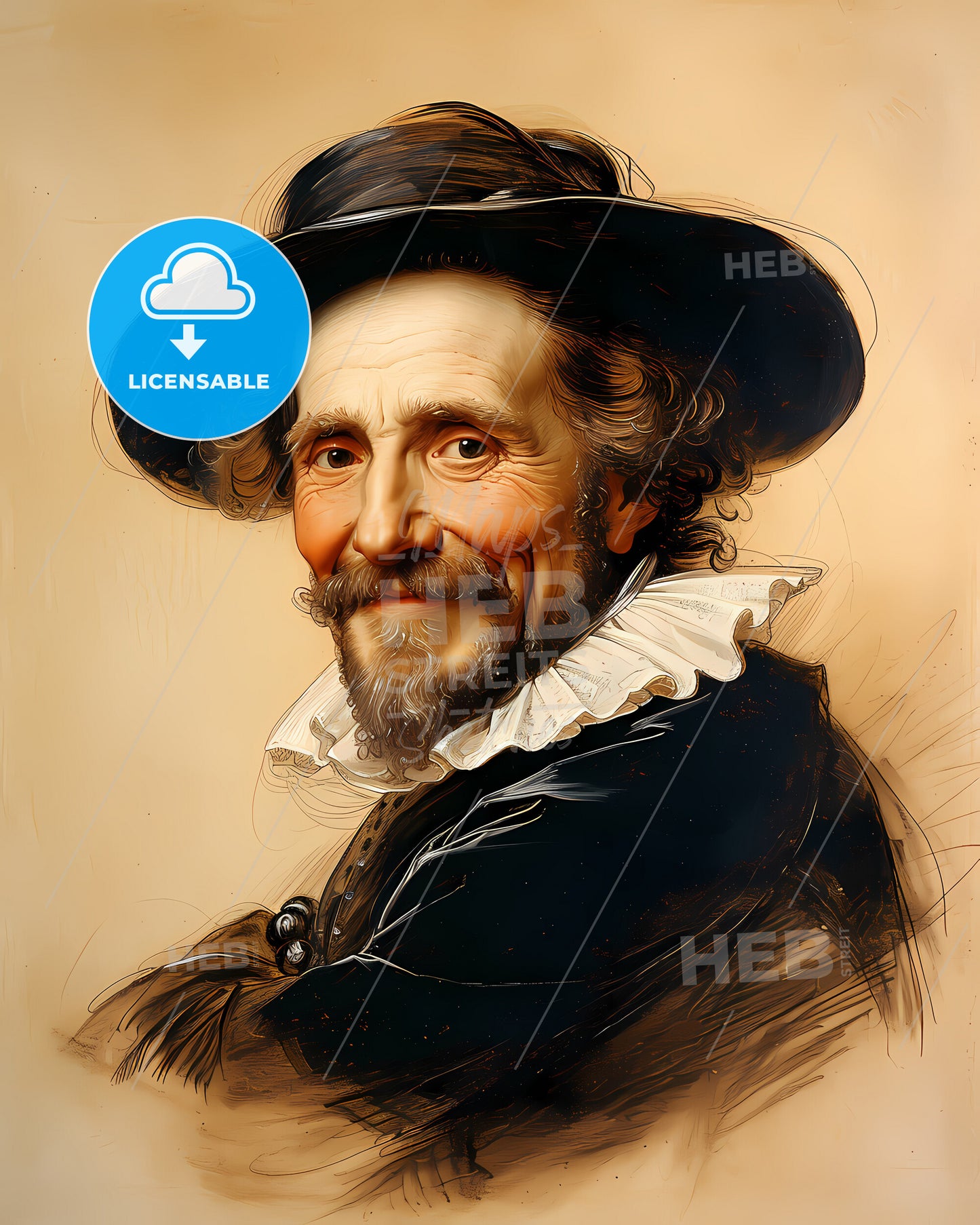 Jan Janszoon, Struys, c. 1629 - 1694, a painting of a man wearing a hat