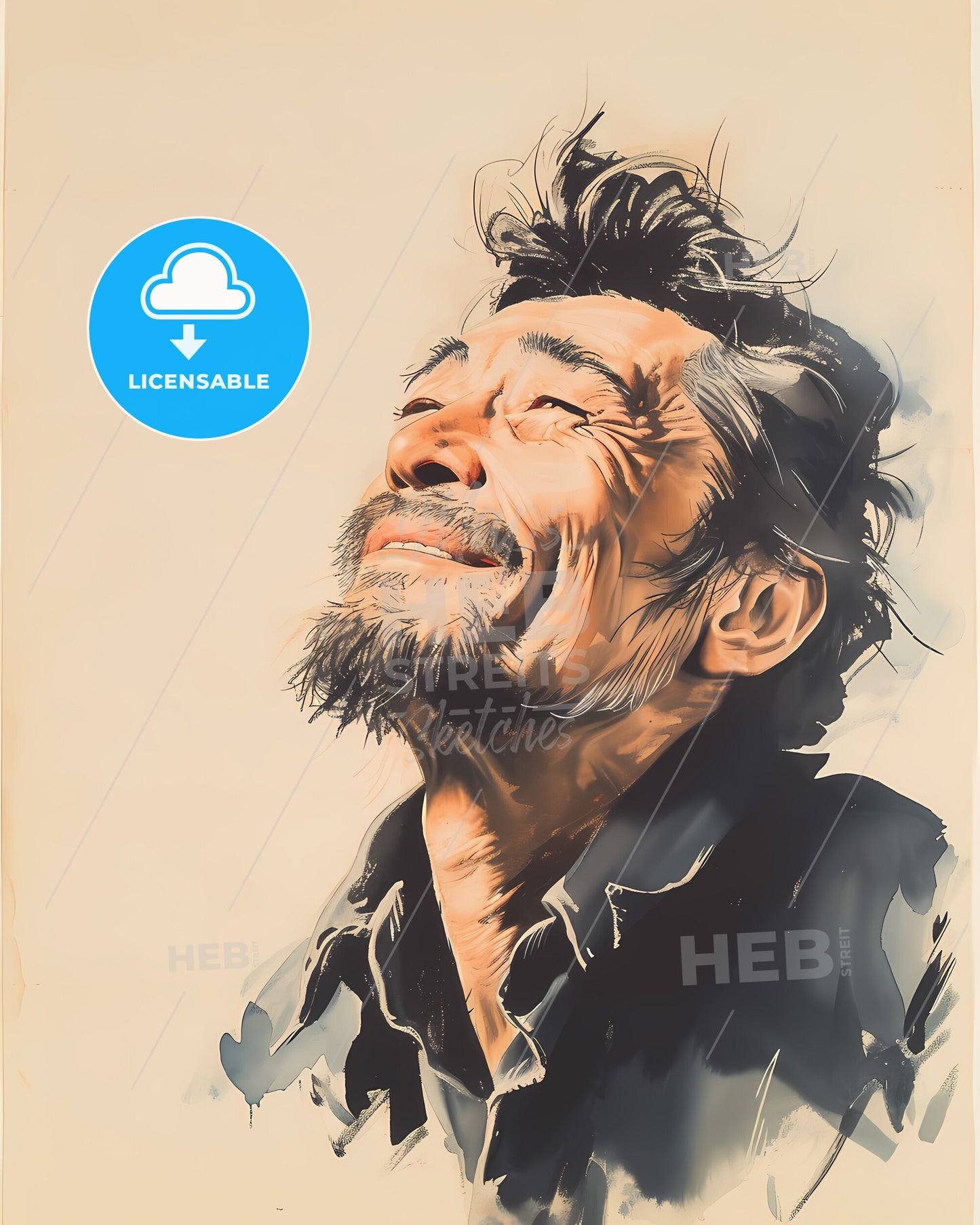 Kamo, no Chōmei, 1155 - 1216, a man with a beard and mustache