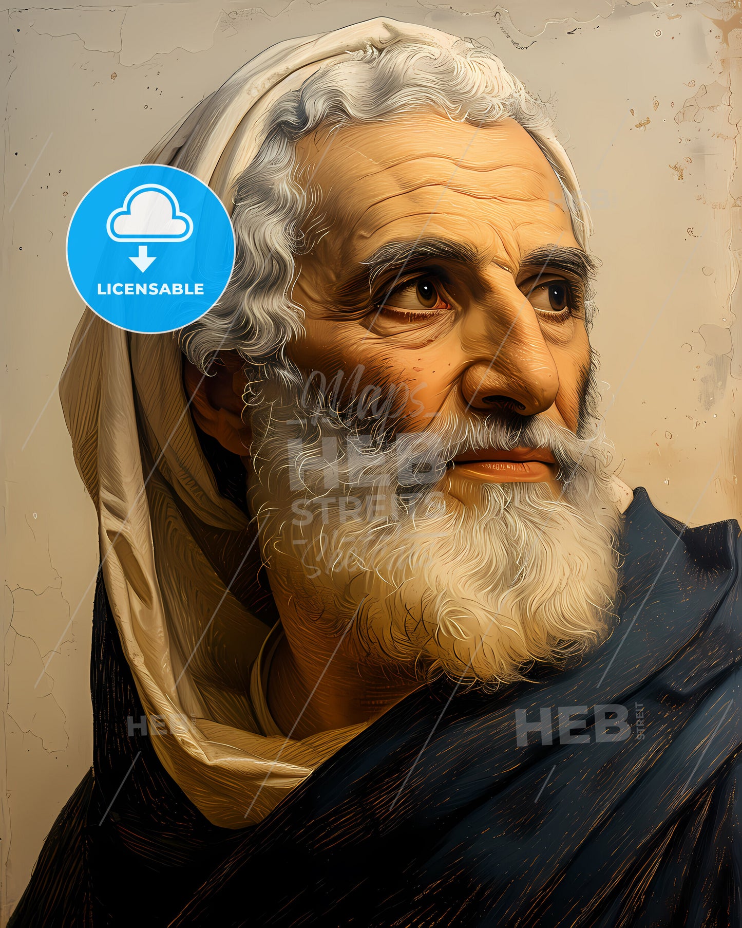 Al-Razi, Rhazes, 865 - 925, a painting of a man with a white beard