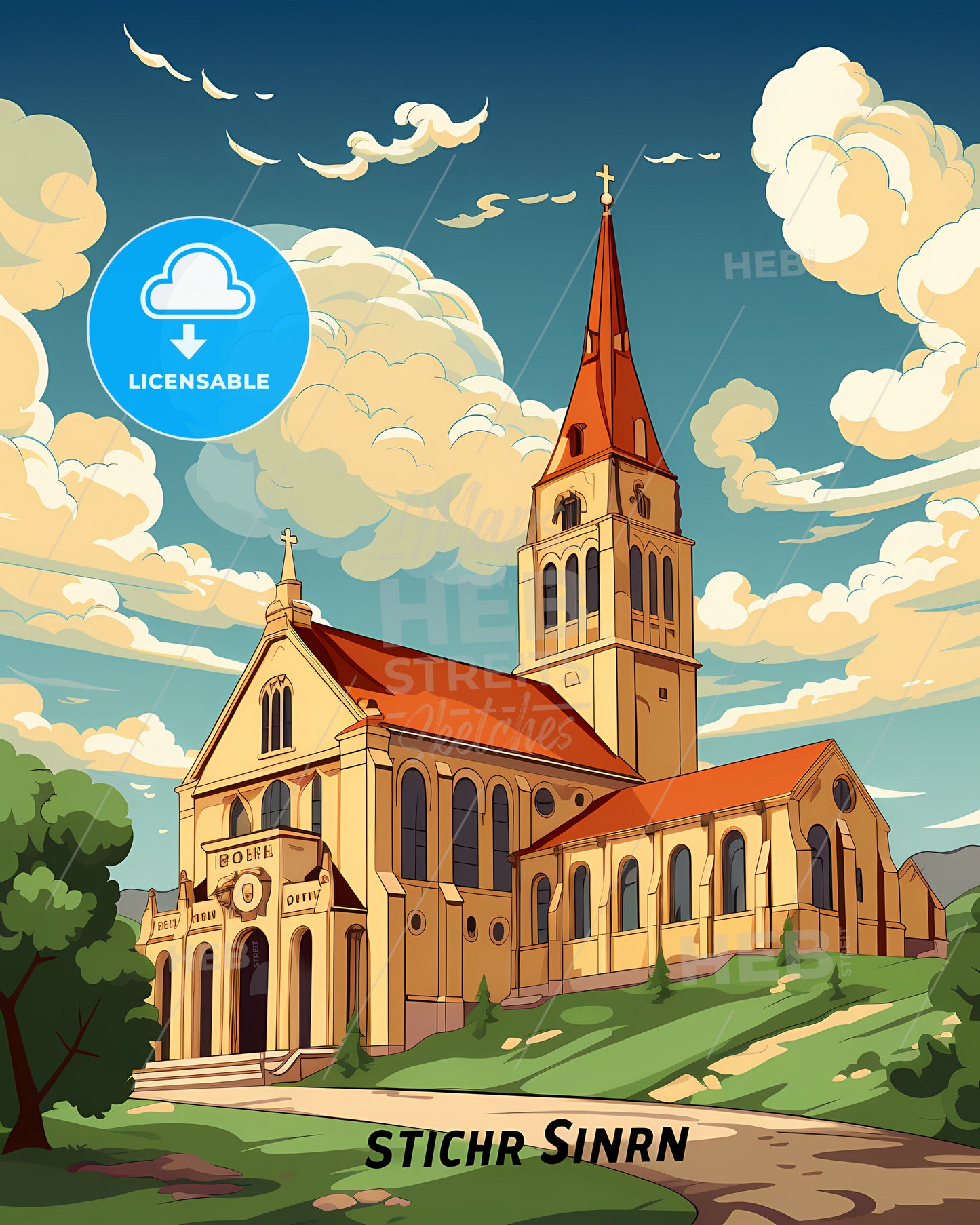 Killeen, Texas, a church with a steeple and trees