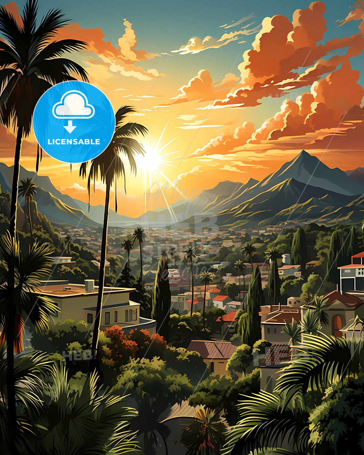 Whittier, California, a landscape of a town with trees and mountains