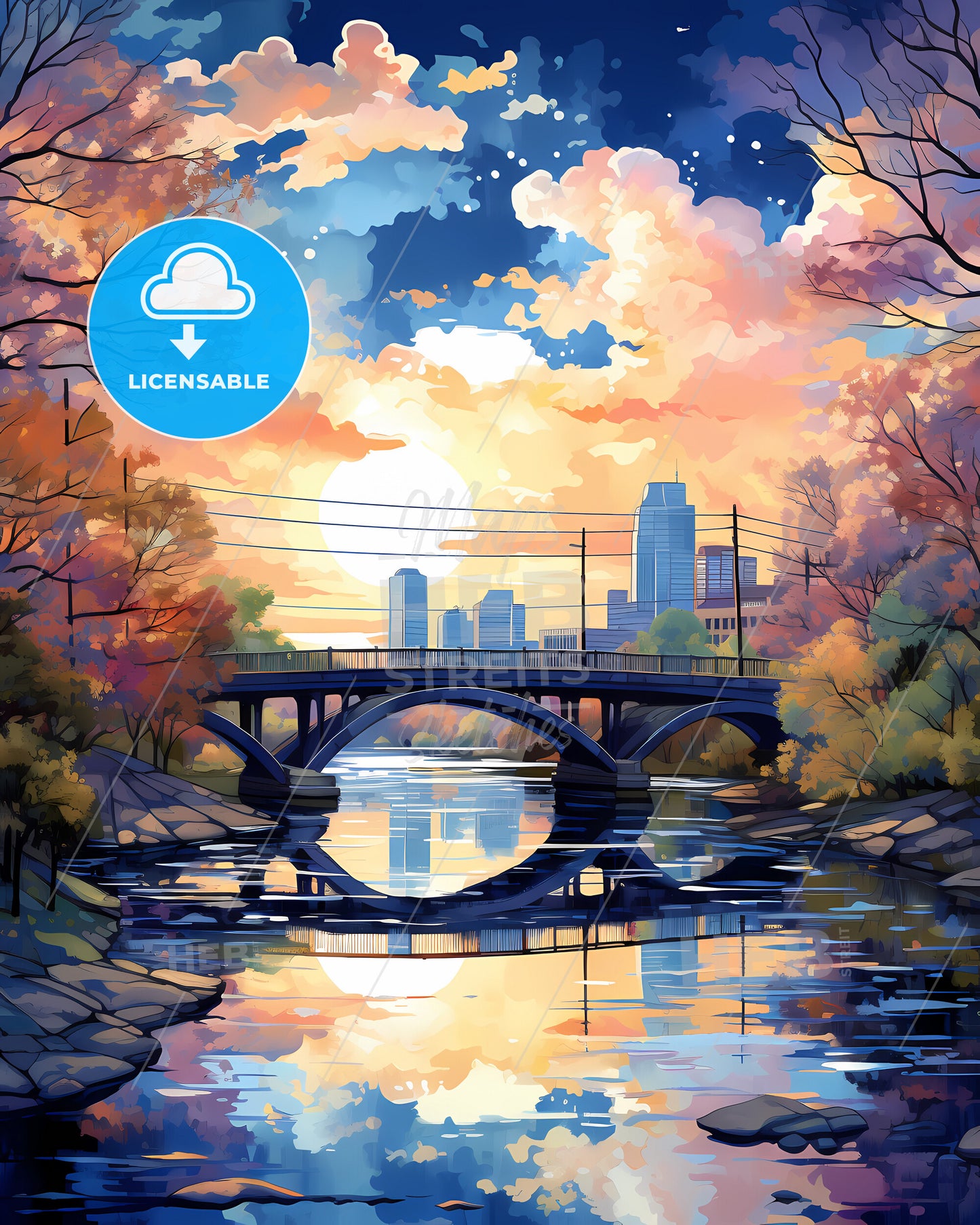 Greenville, North Carolina, a bridge over a river with trees and a city in the background