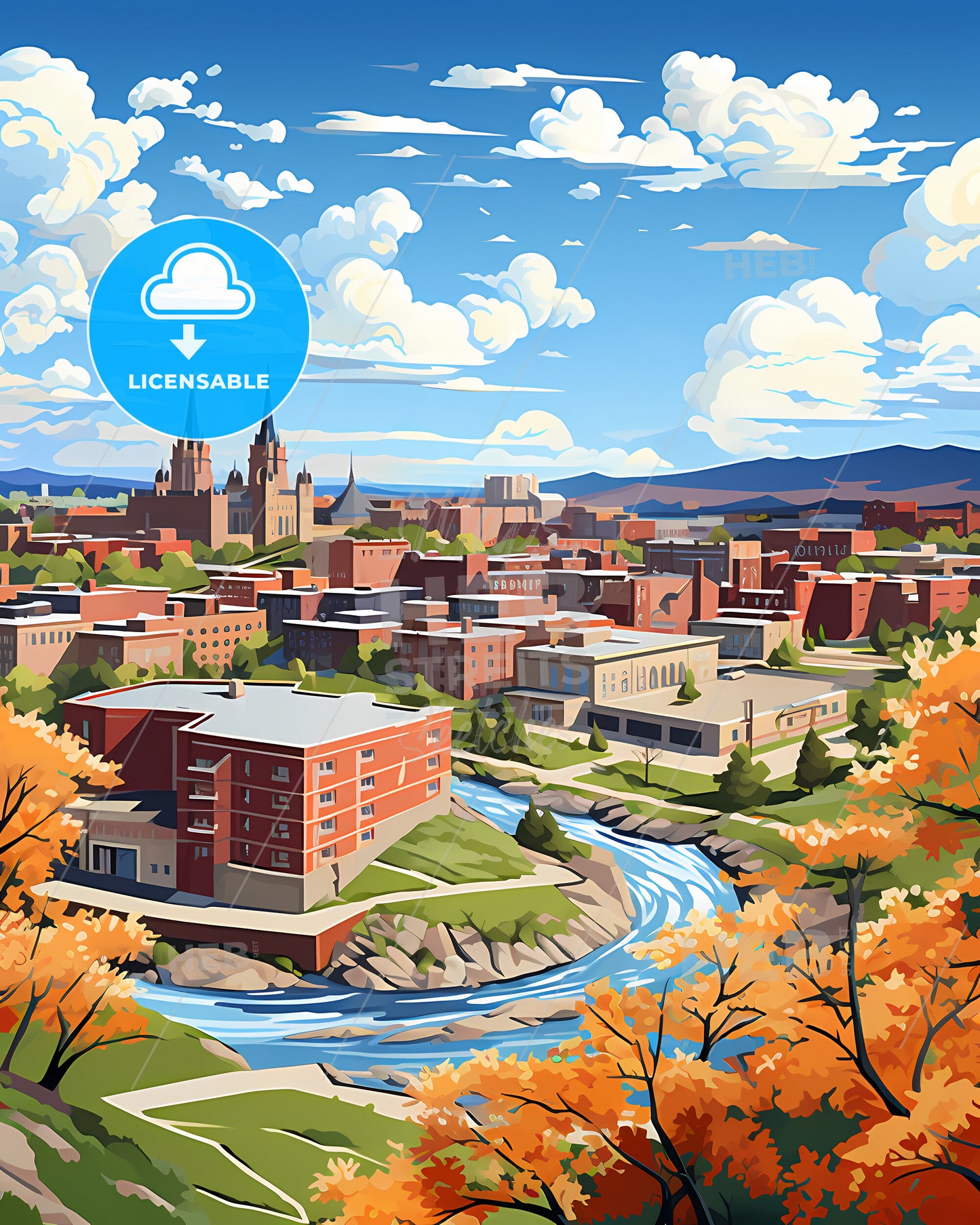 Rapid City, South Dakota, a city with a river and trees