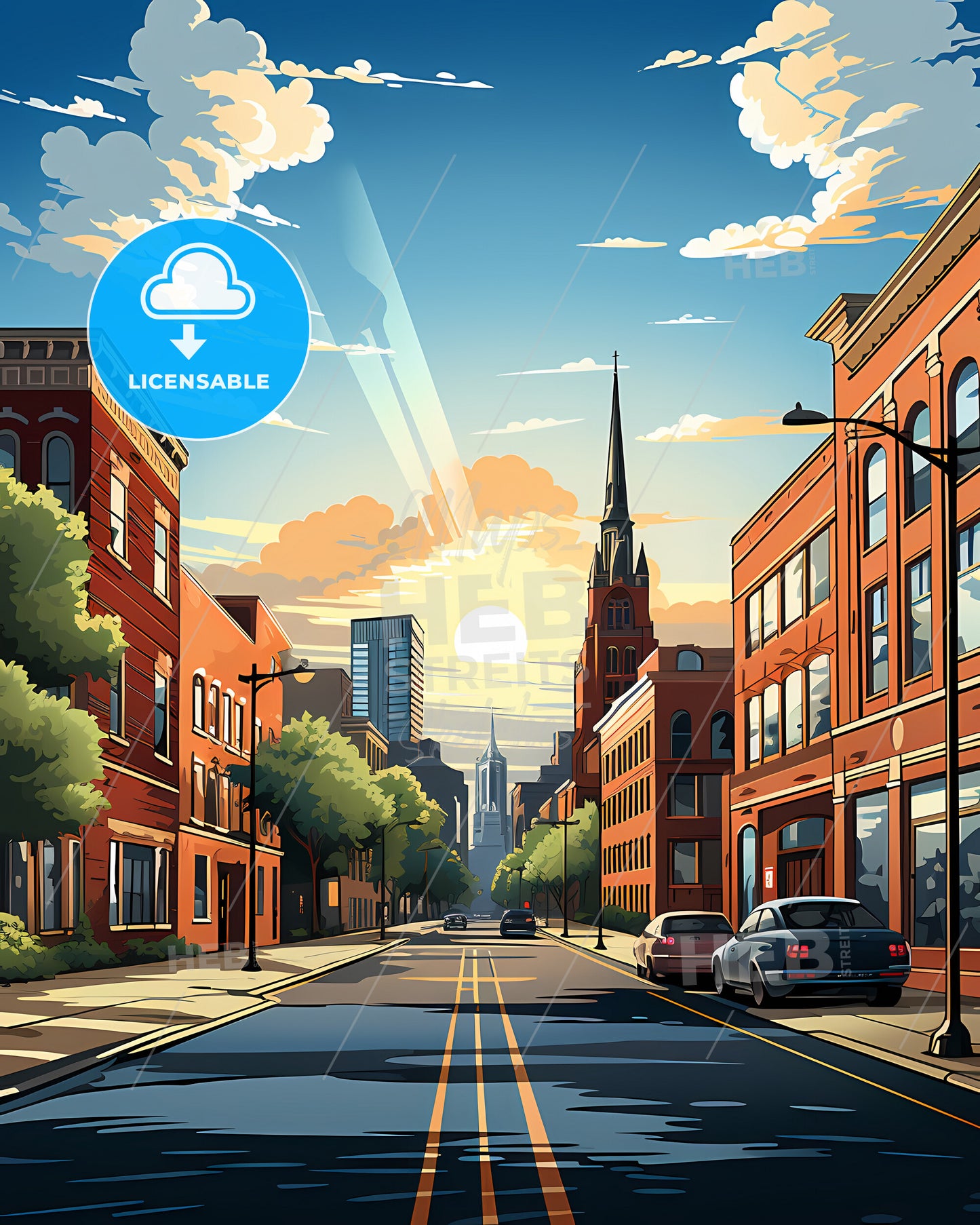 Bowling Green, Kentucky, a street with cars and buildings in the background