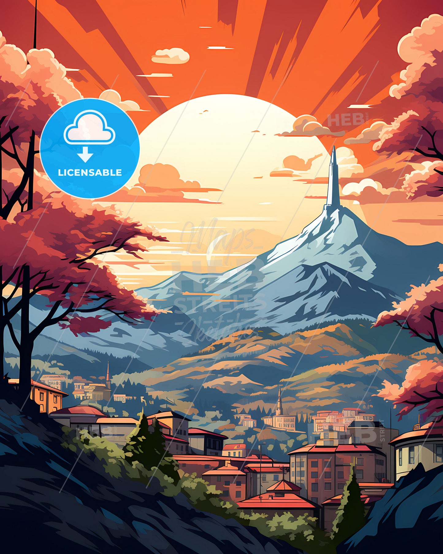 Oviedo, Spain, a landscape of a city with mountains and trees