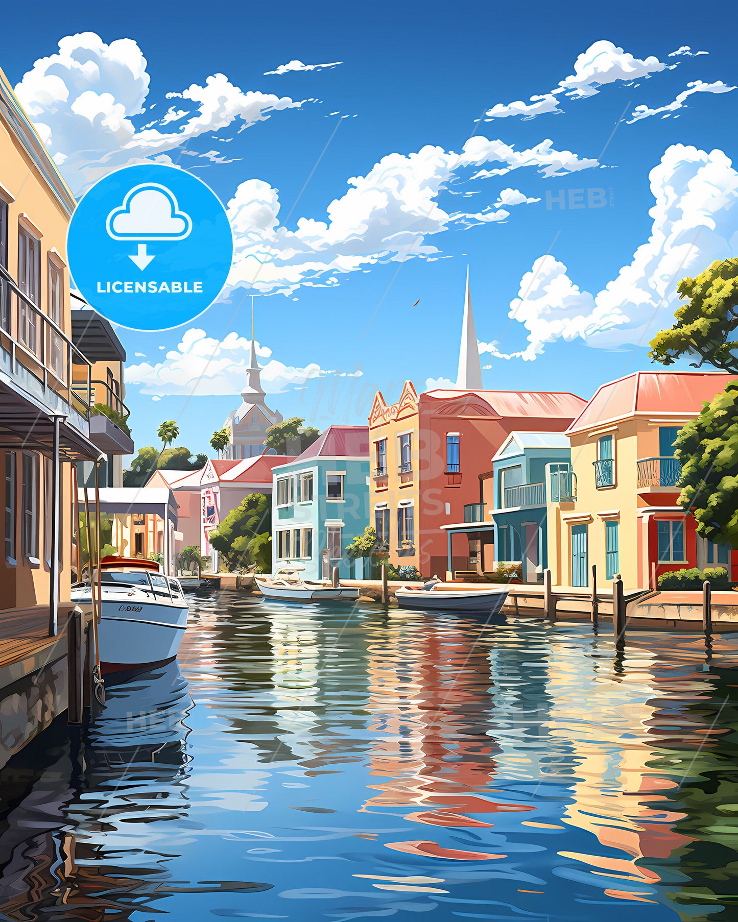 Zwijndrecht, Netherlands, a water way with buildings and boats