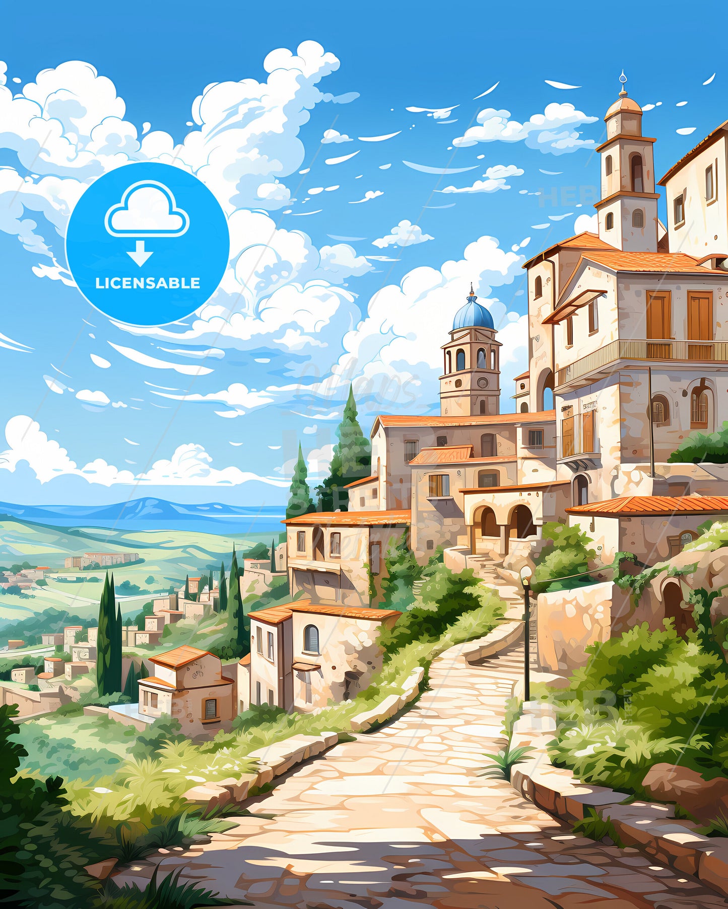 Bitonto, Italy, a stone road leading to a town