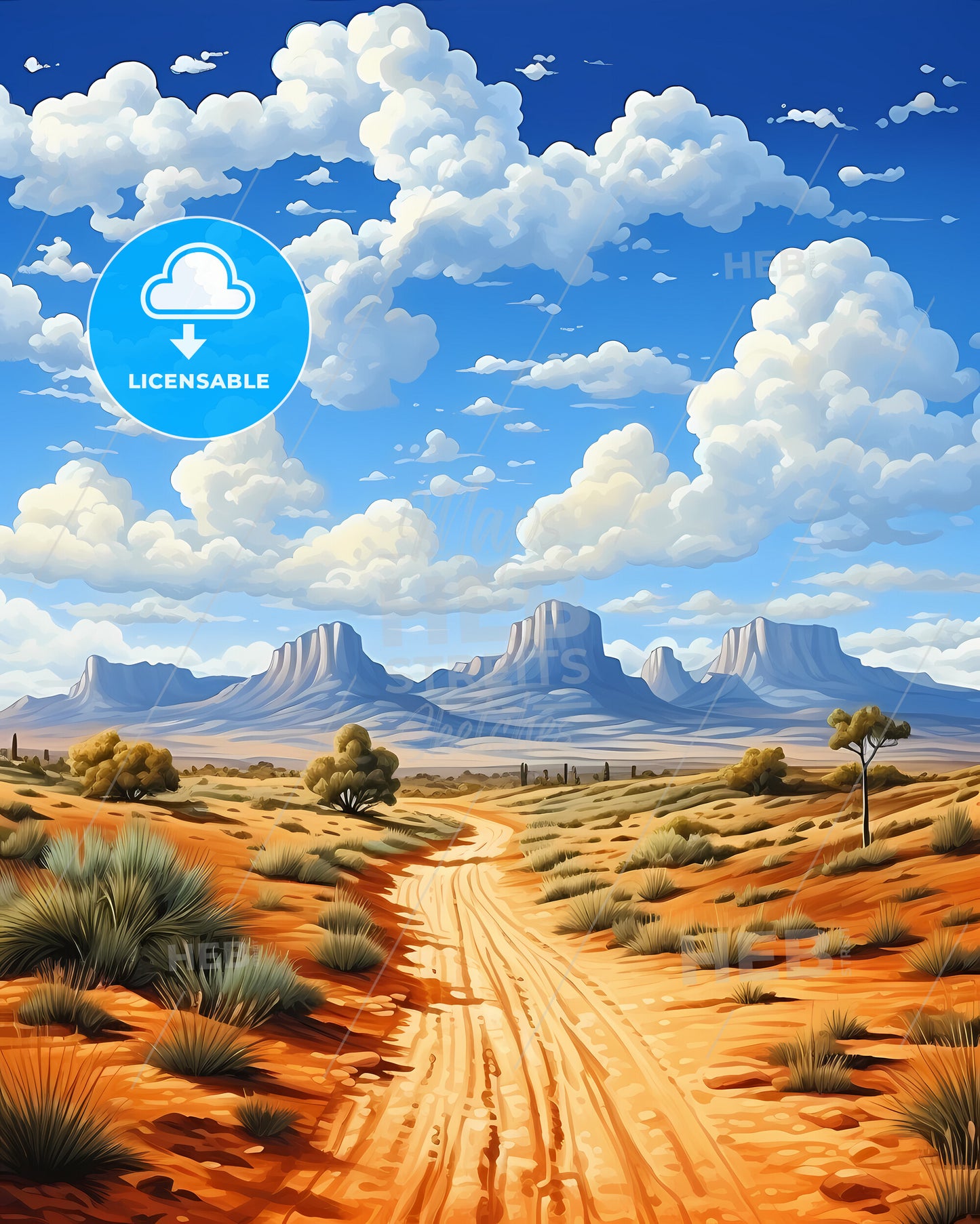 Hesperia, California, a dirt road through a desert