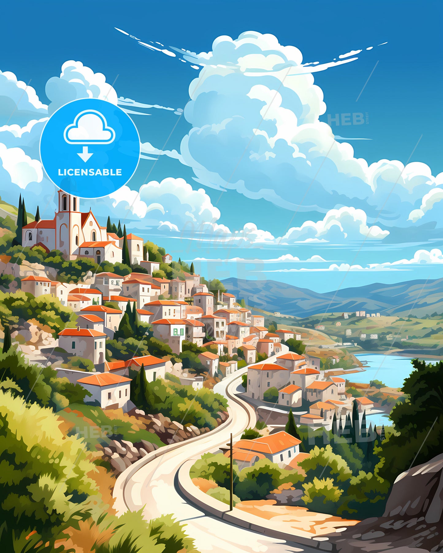 Lamezia Terme, Italy, a landscape of a town with a road and trees