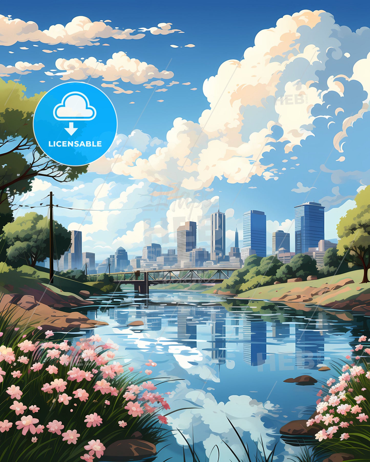 Tempe, Arizona, a river with a bridge and a city in the background