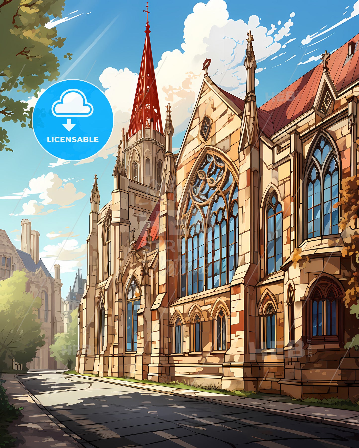 Belfast, Belfast, a building with a red steeple