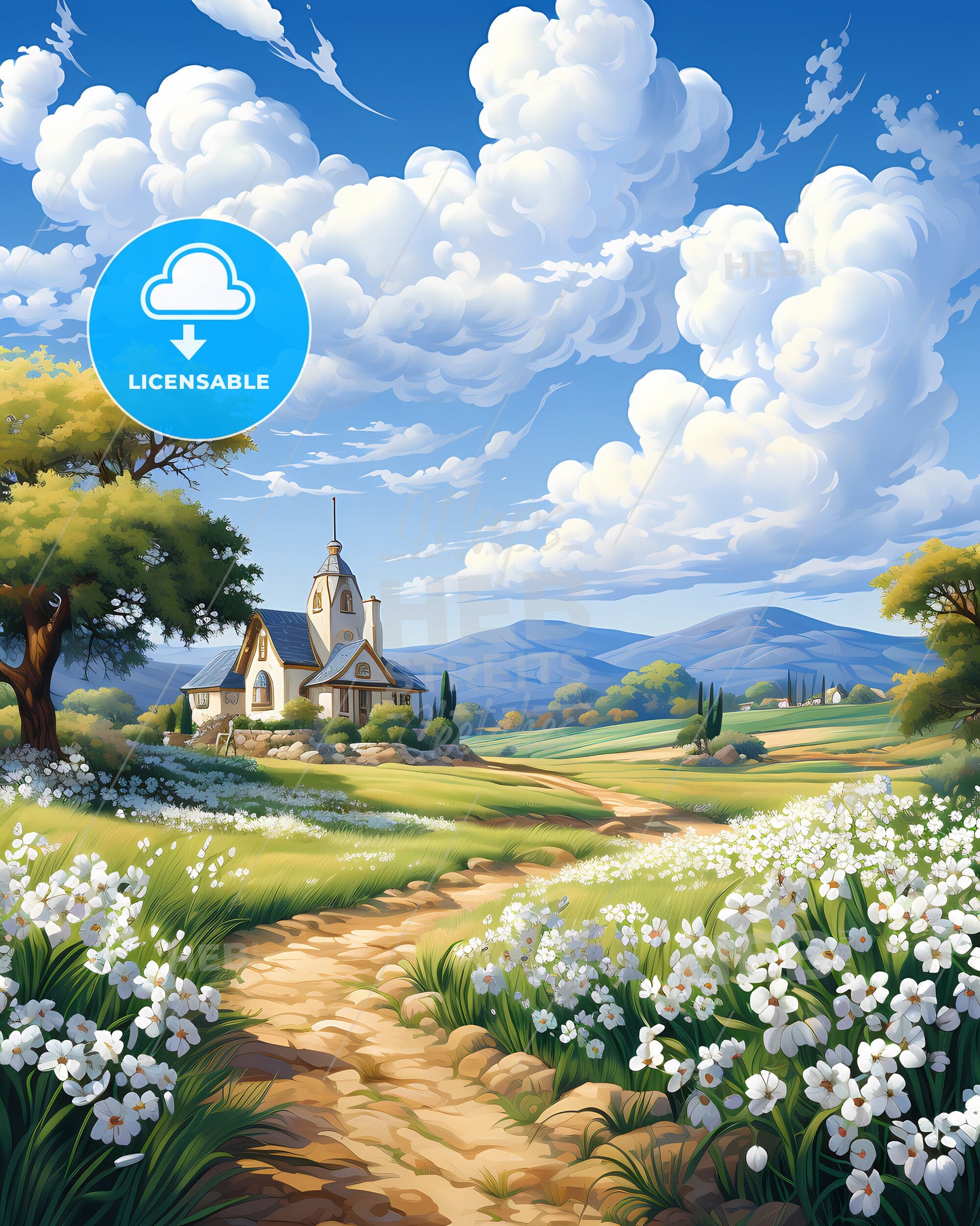 Simi Valley, California, a landscape with a house and flowers