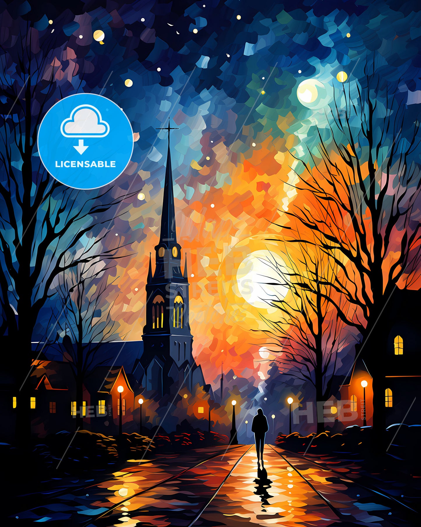 Reggio Emilia, Italy, a painting of a church and a building