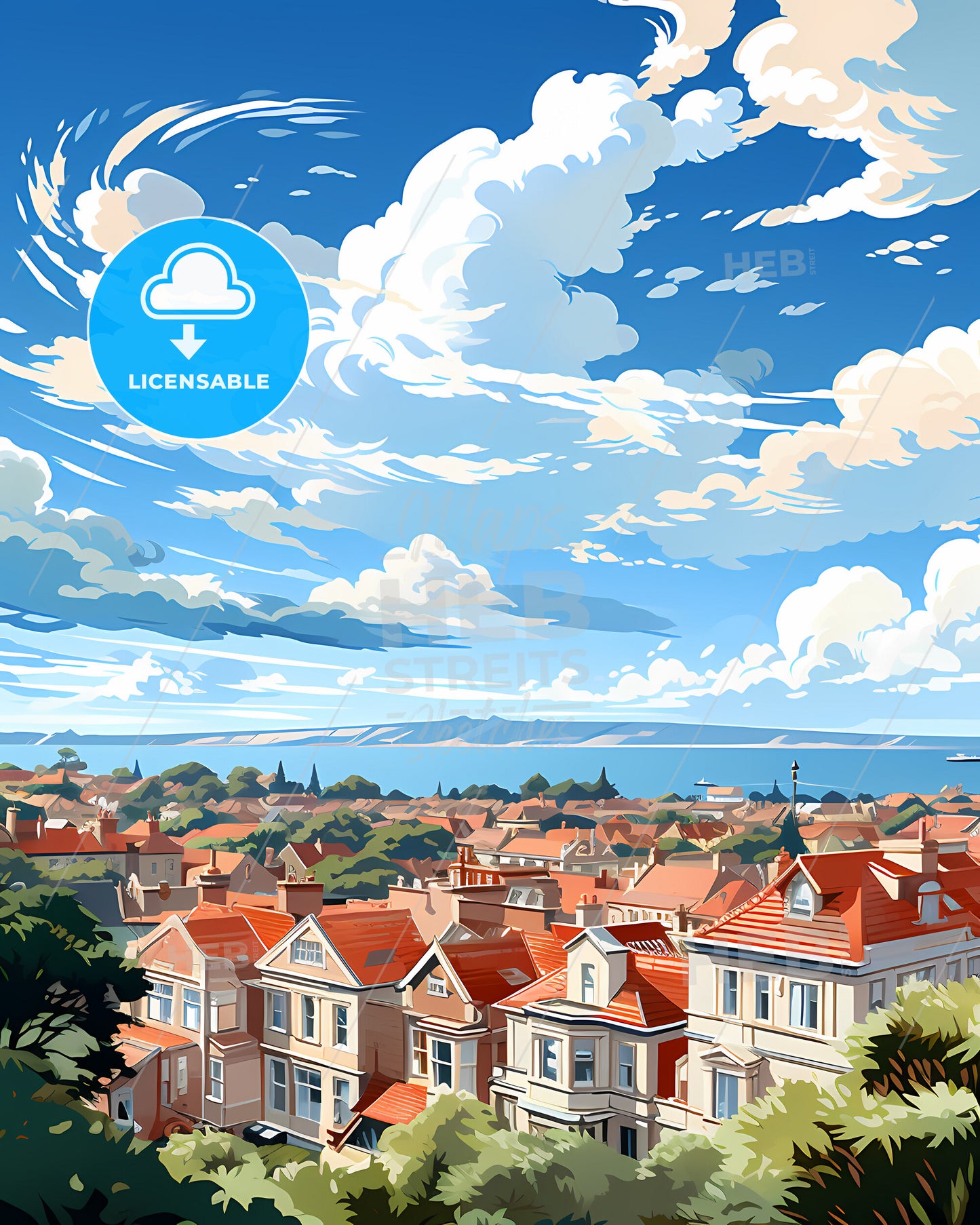 Brighton And Hove, South East England, a city with many houses and trees