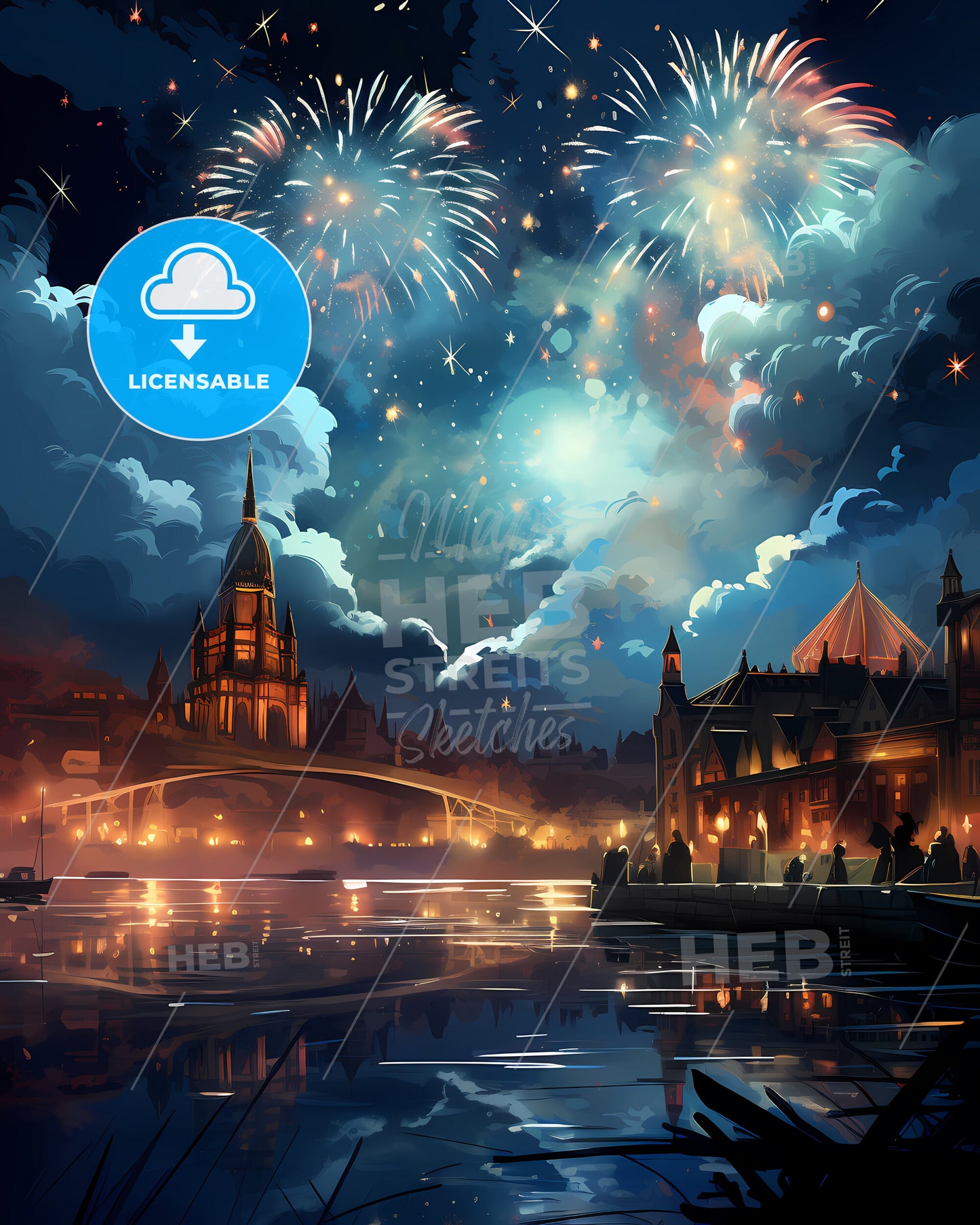 Sheffield, Yorkshire and the Humber, fireworks over a city