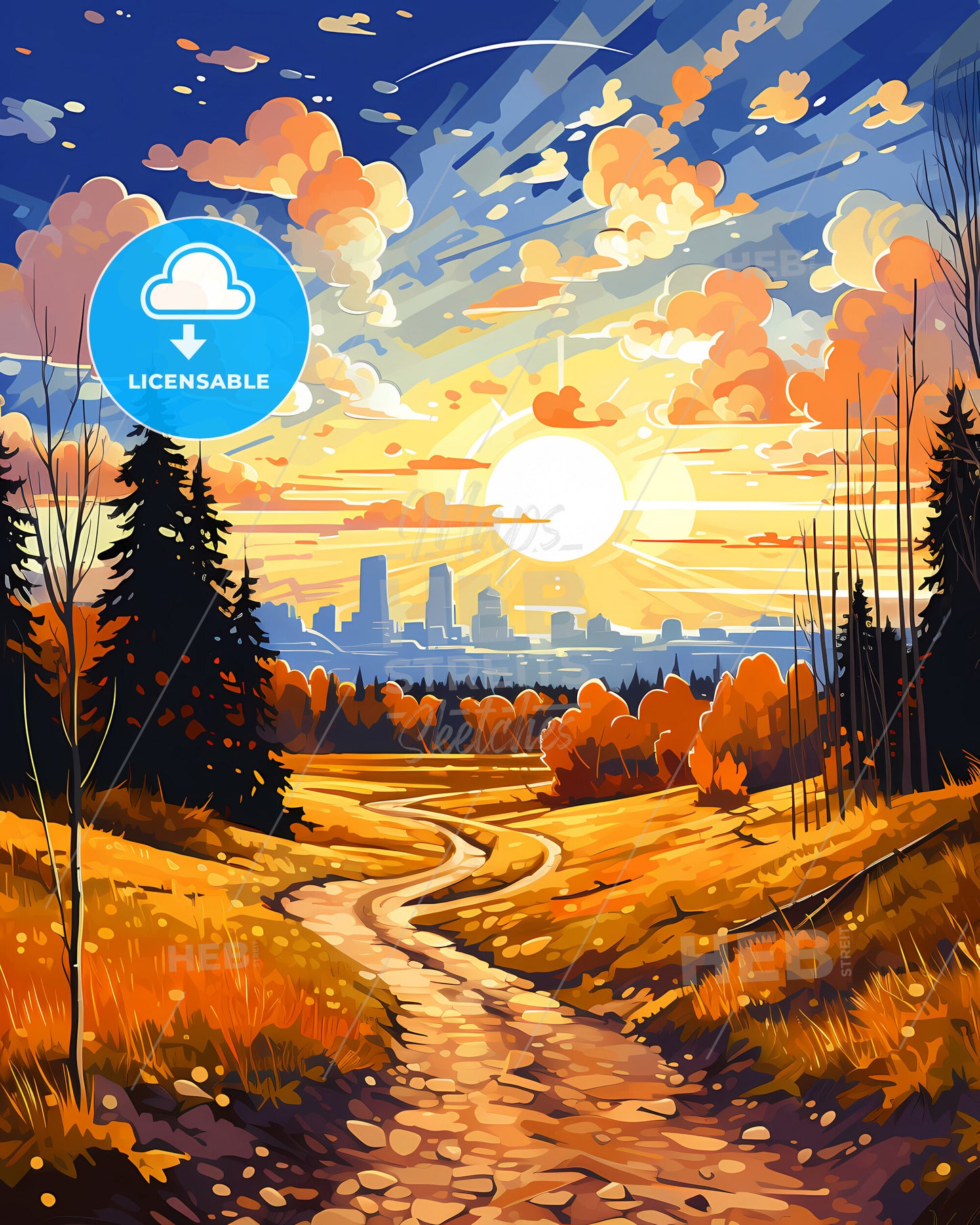 Southfield, Michigan, a painting of a road through a forest