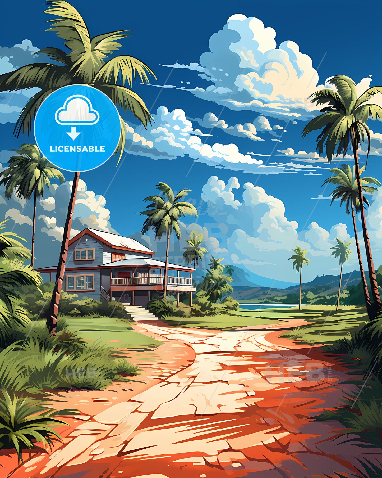 Tamarac, Florida, a house with palm trees and a road