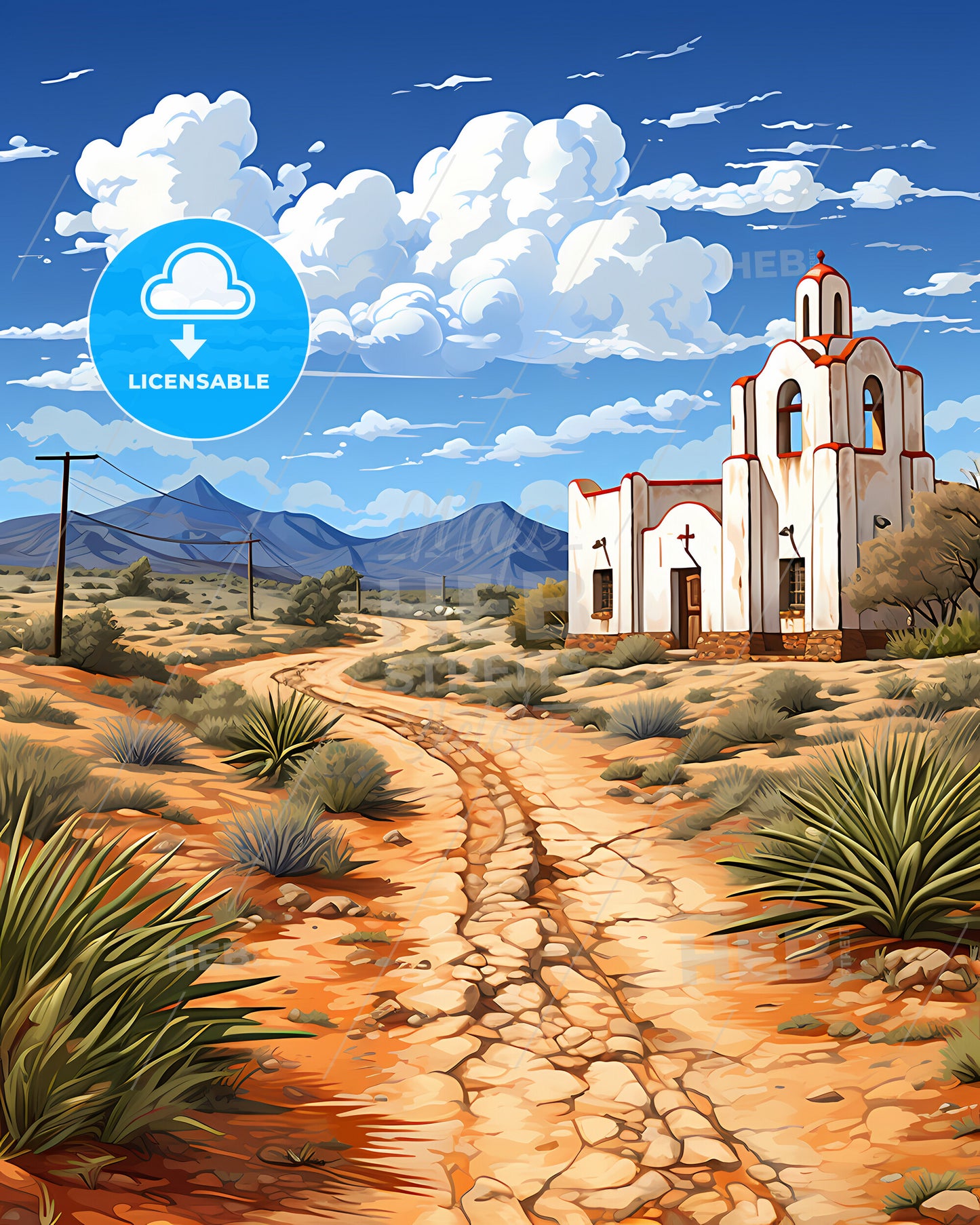 Mission, Texas, a dirt road leading to a white building