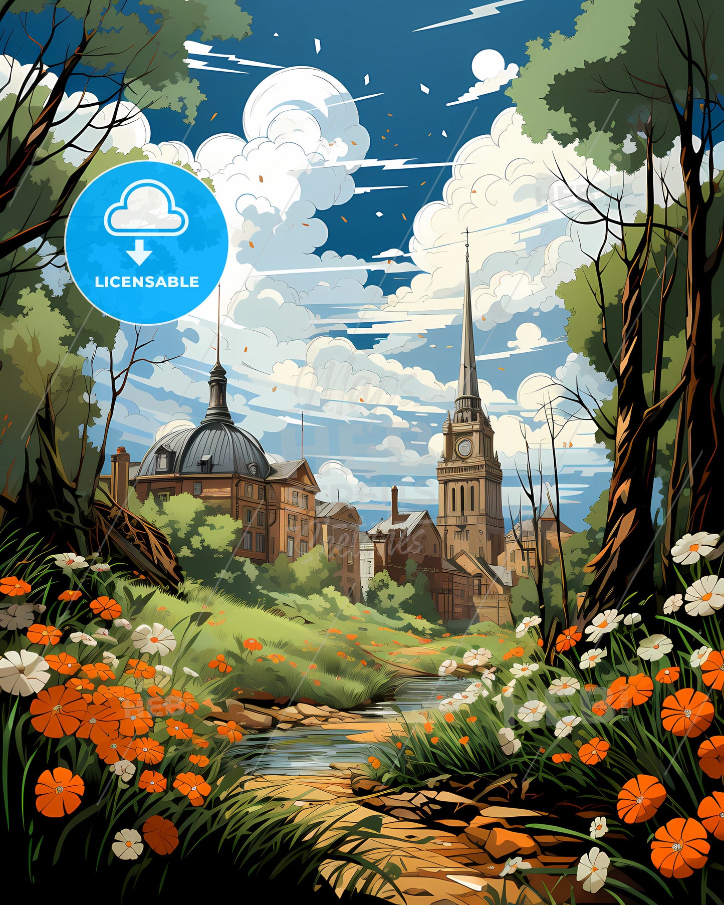 Leicester, East Midlands, a river running through a city