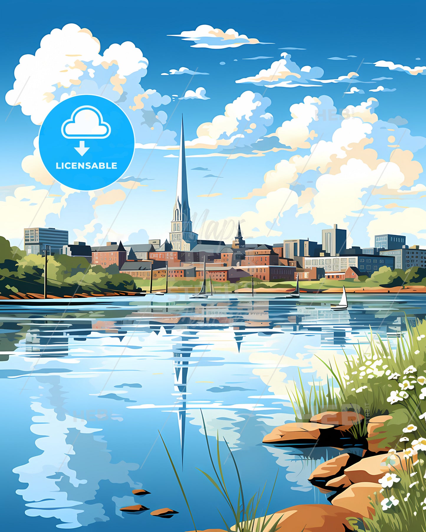 Haverhill, Massachusetts, a water body with a city and buildings in the background