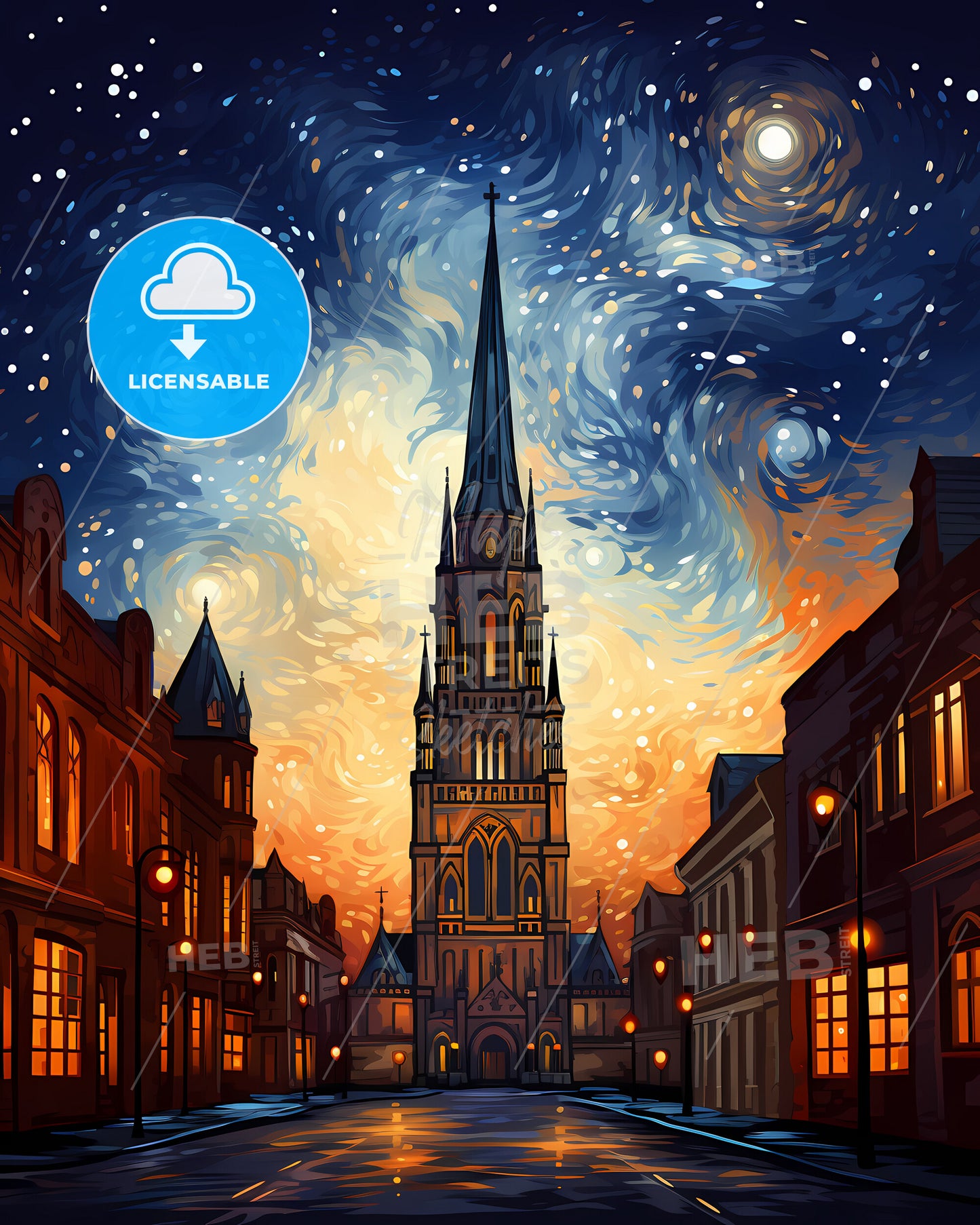 De Ronde Venen, Netherlands, a church with a starry sky