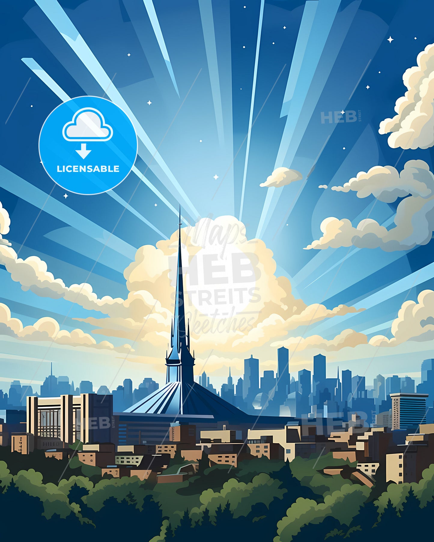 Alexandria, Virginia, a city with a spire and a tall building