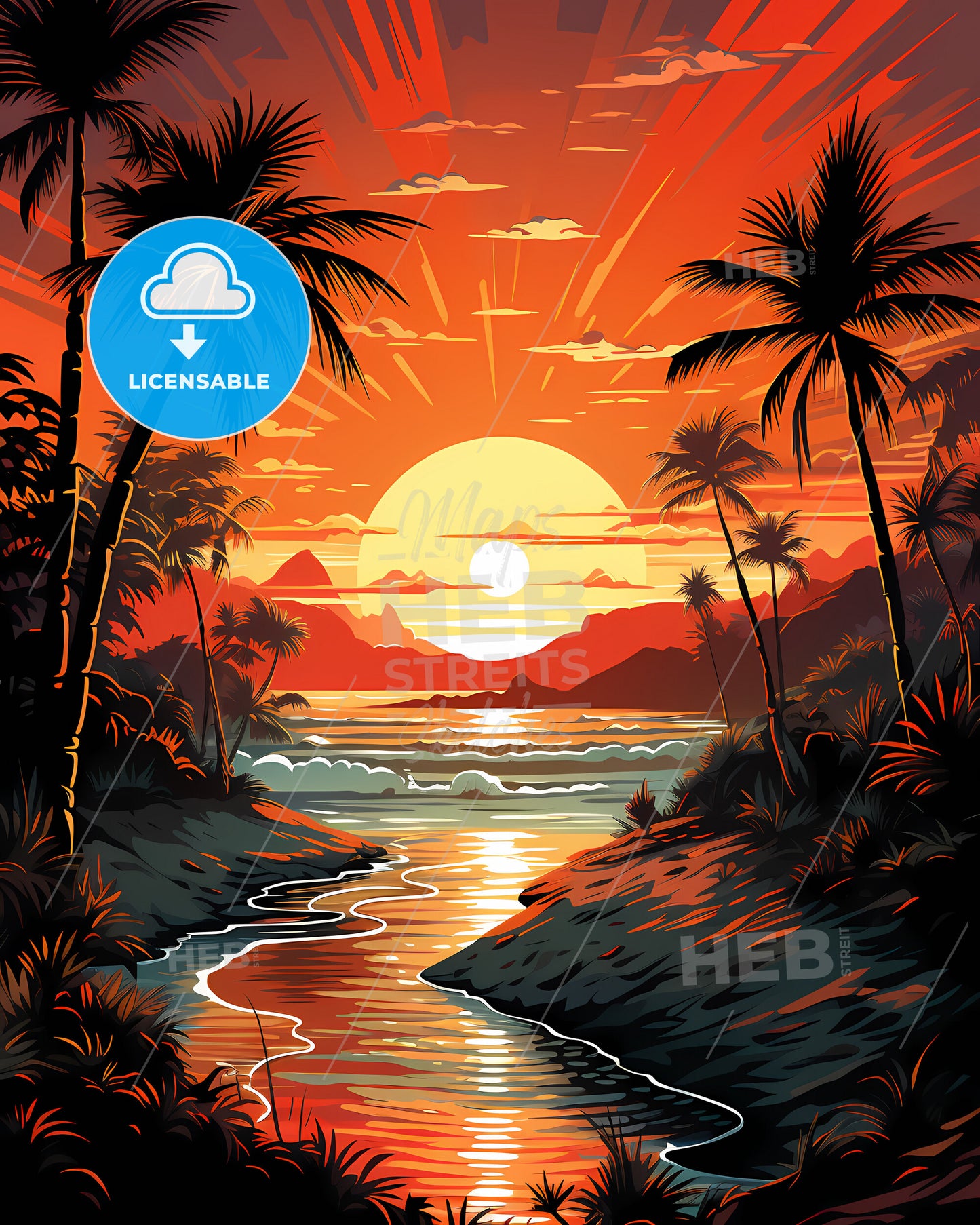 Hollywood, Florida, a sunset over a river