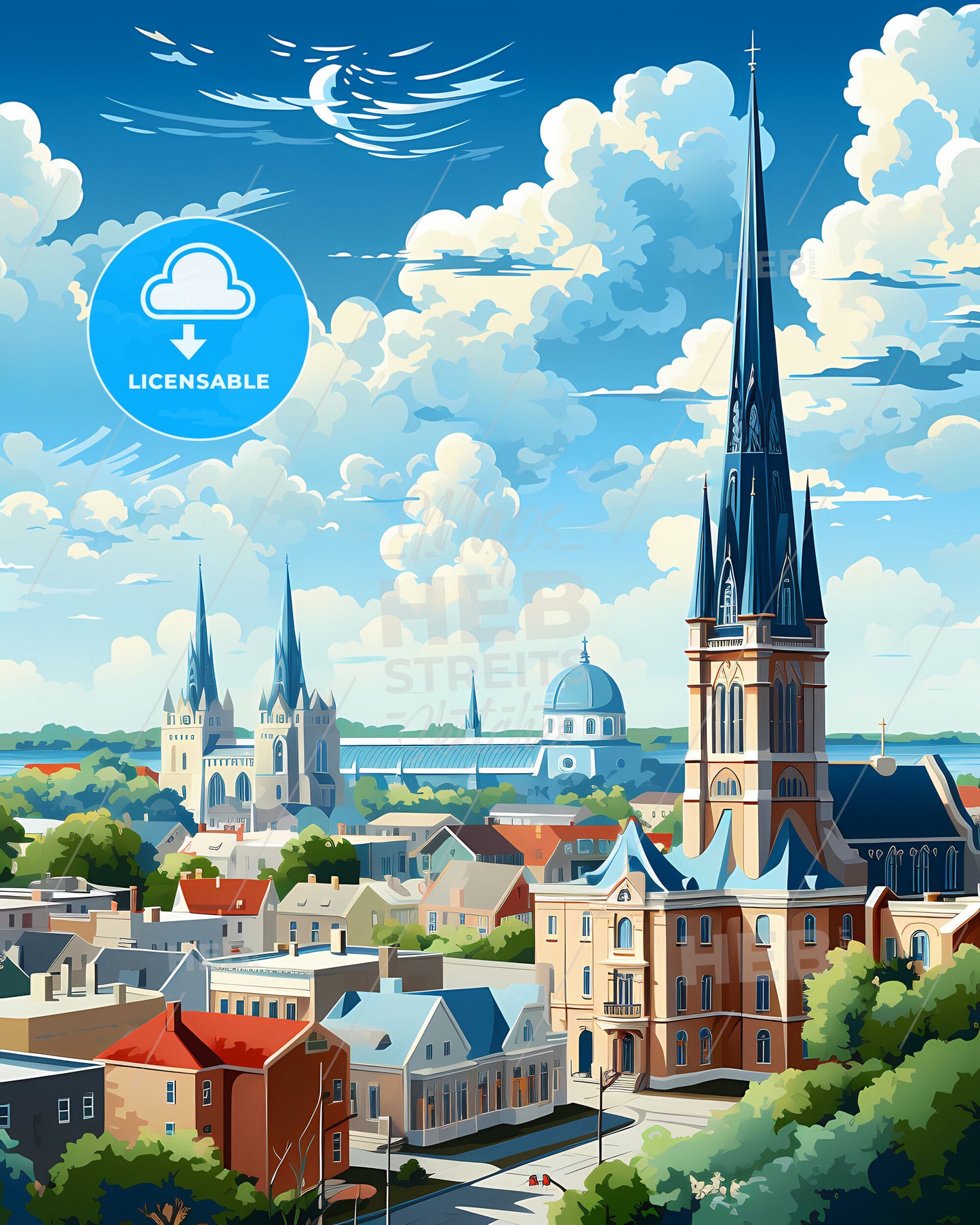 Waterford, County Waterford & County Kilkenny, a city with a tall tower and buildings