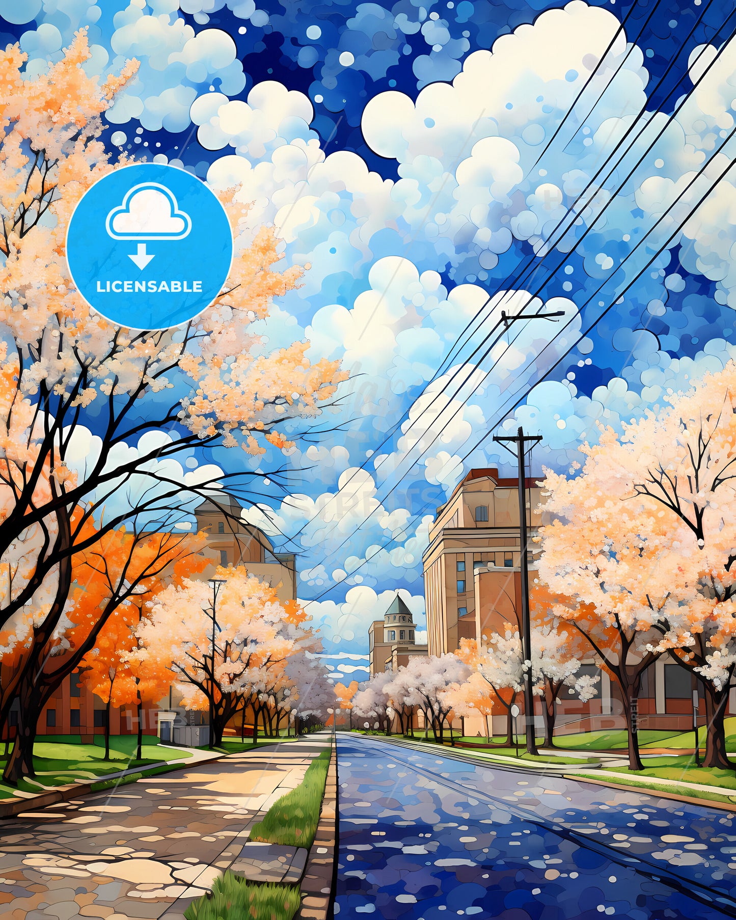 Kalamazoo, Michigan, a street with trees and buildings on either side of it