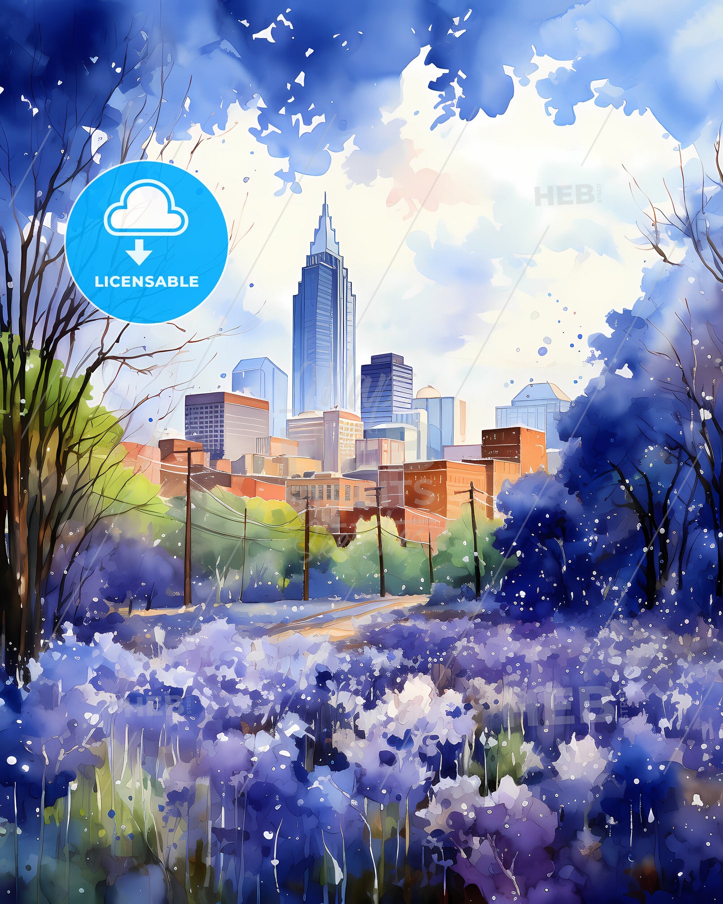 Athens-Clarke, Georgia, a watercolor of a city