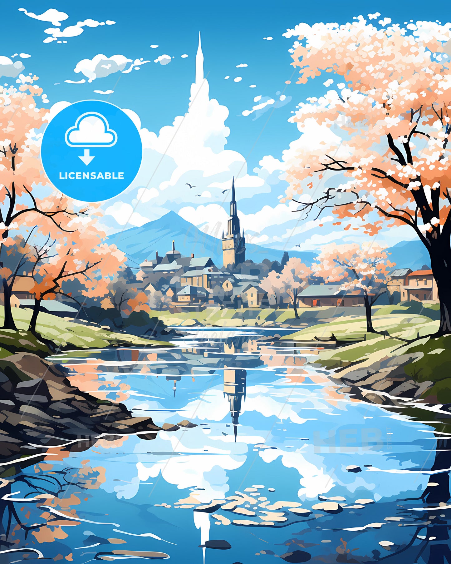 Fredrikstad, Norway, a river with trees and a church in the background