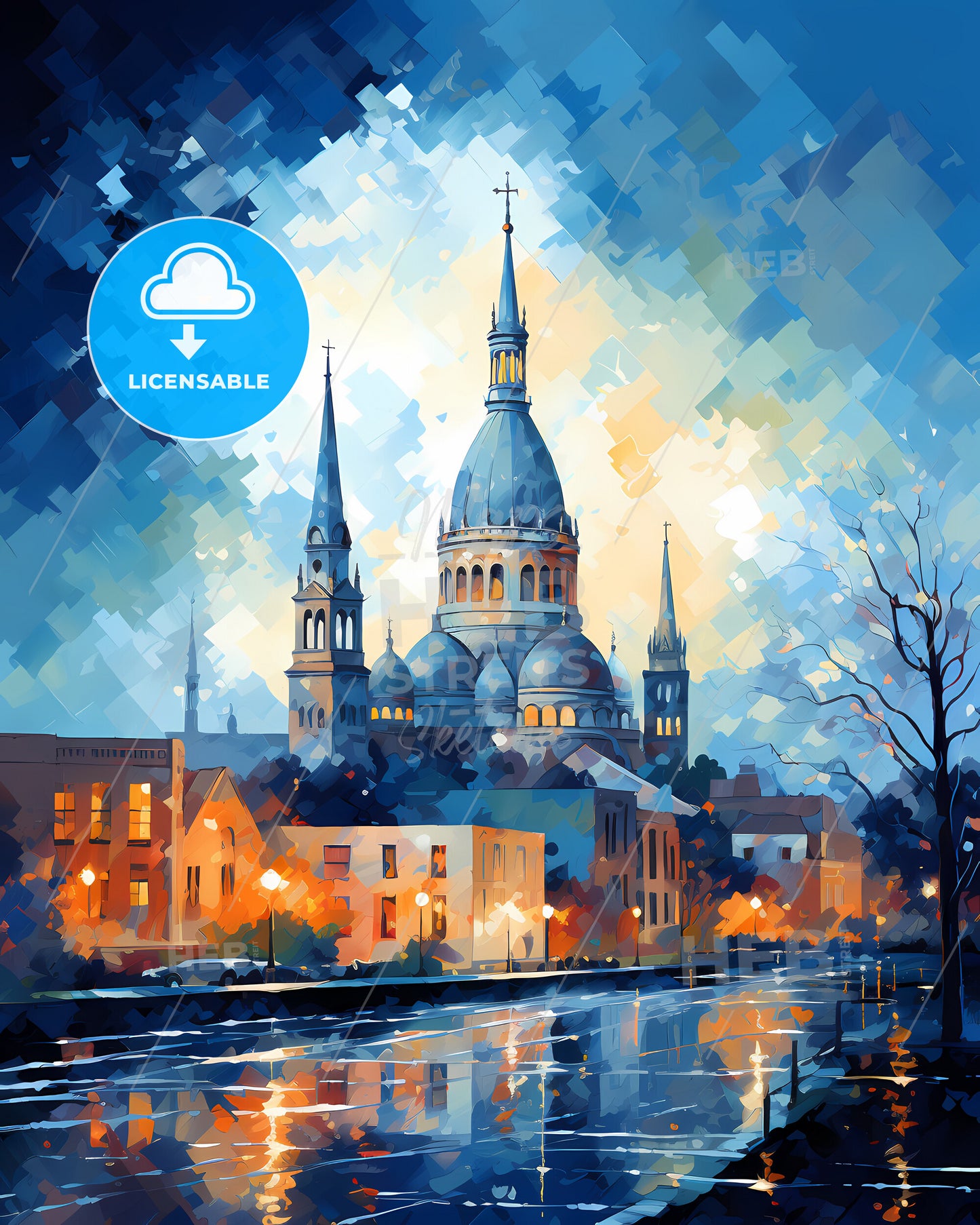 Charleston, South Carolina, a building with towers and a river in the background