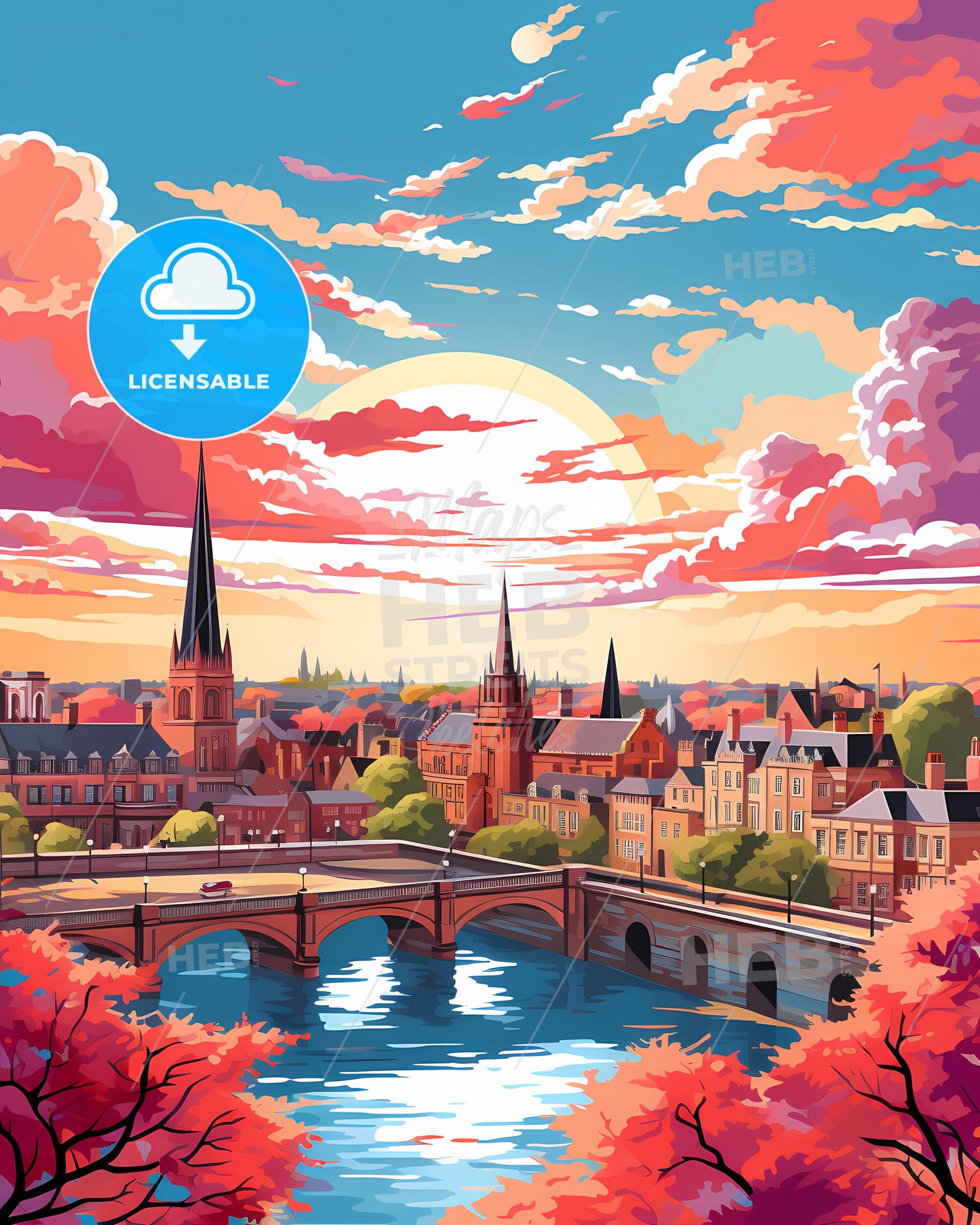 Cambridge, East of England, a colorful city with a bridge and a river