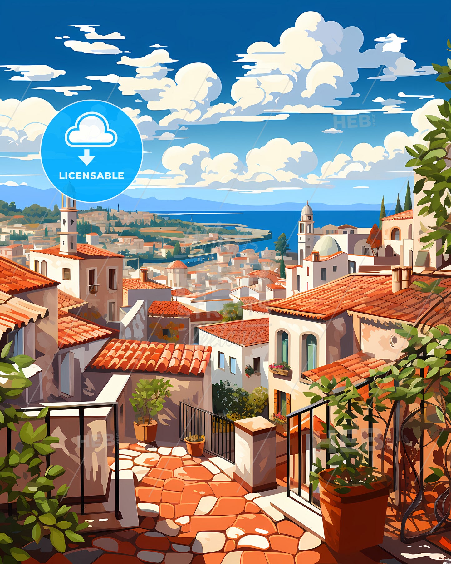 Bitonto, Italy, a view of a town from a balcony