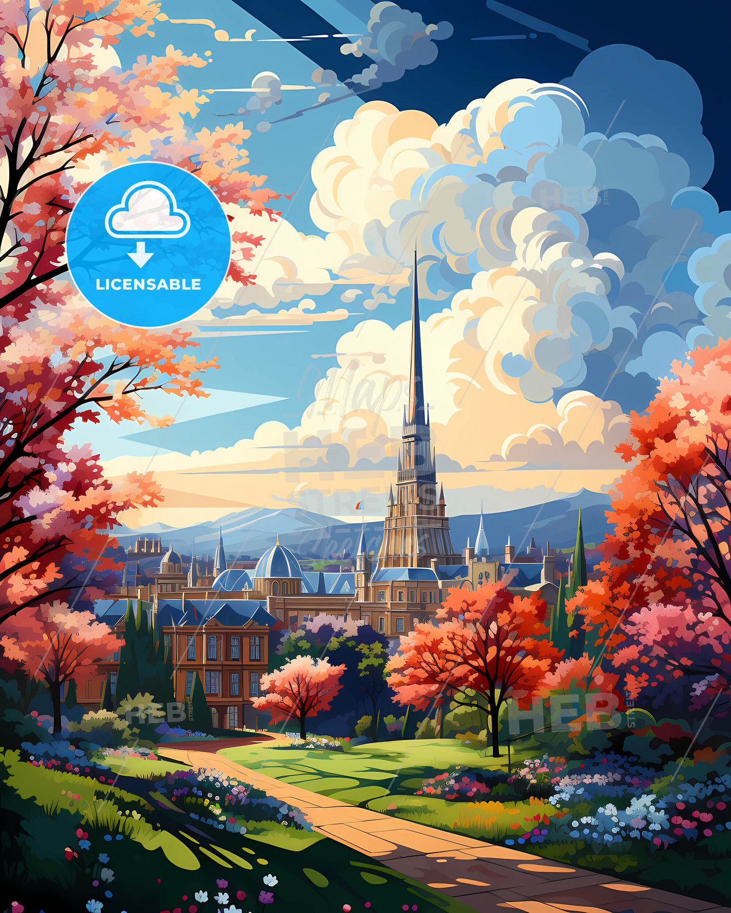 Leicester, East Midlands, a landscape with trees and a building