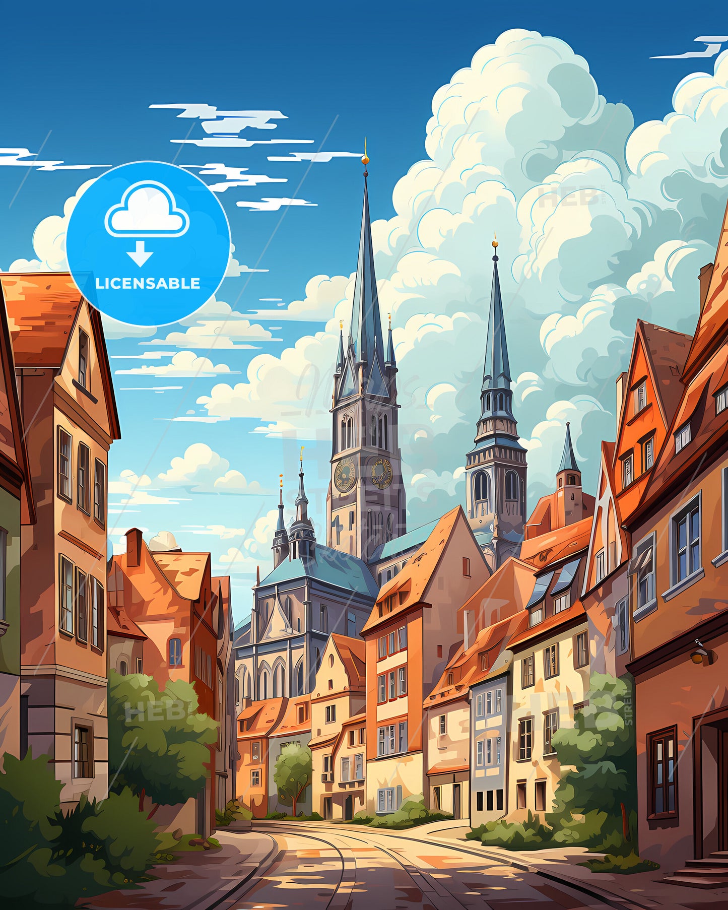 Emmen, Netherlands, a city with a church and buildings