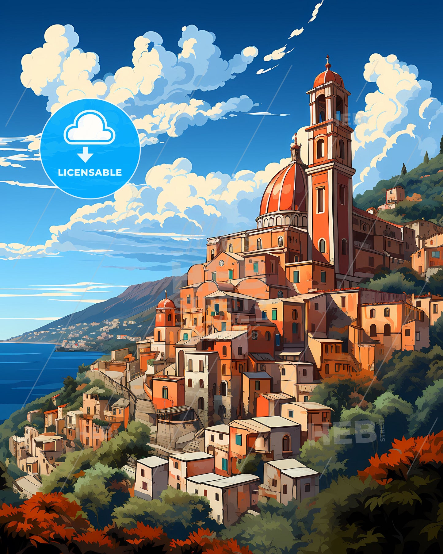 Torre Del Greco, Italy, a colorful city on a hill