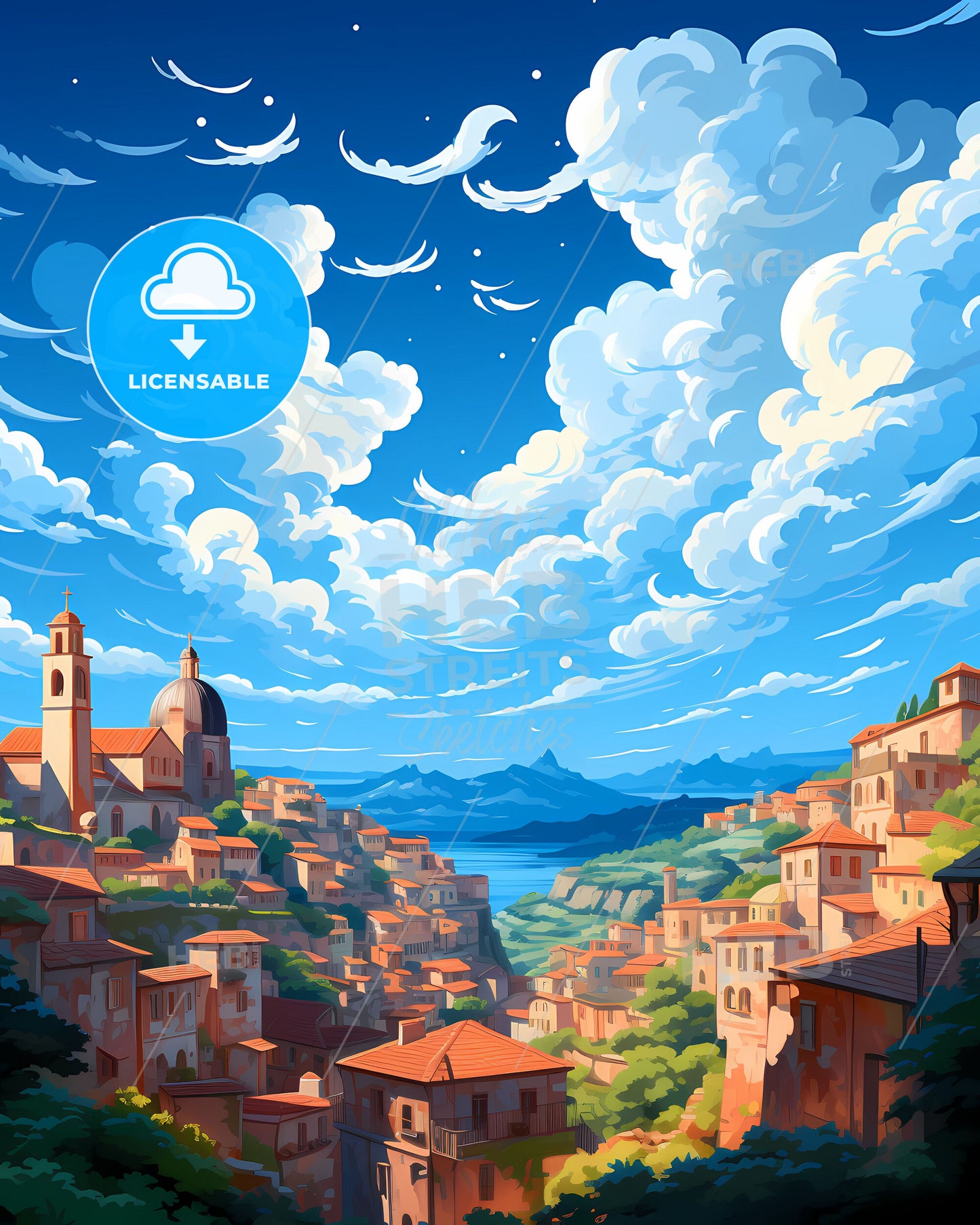 Syracuse, Italy, a landscape of a town with buildings and a river